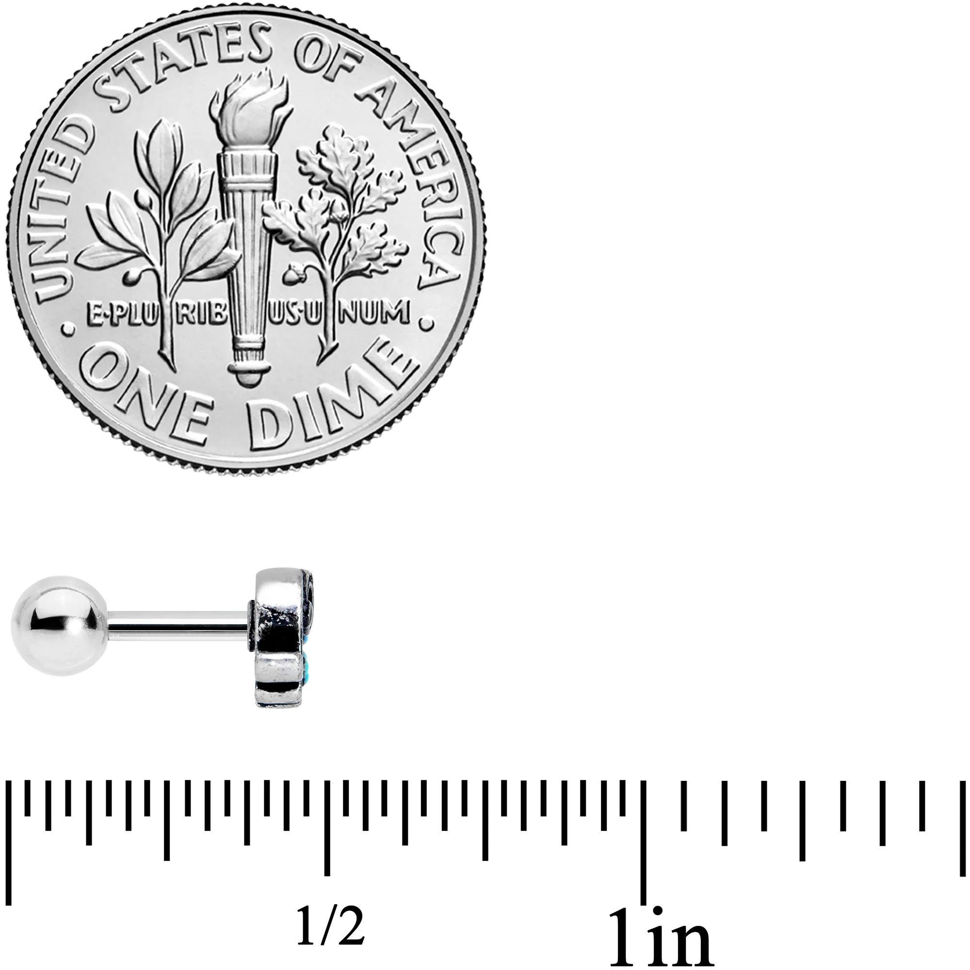 16G 1/4 Aqua Orb Curvy Elephant Cartilage Tragus - Image 4