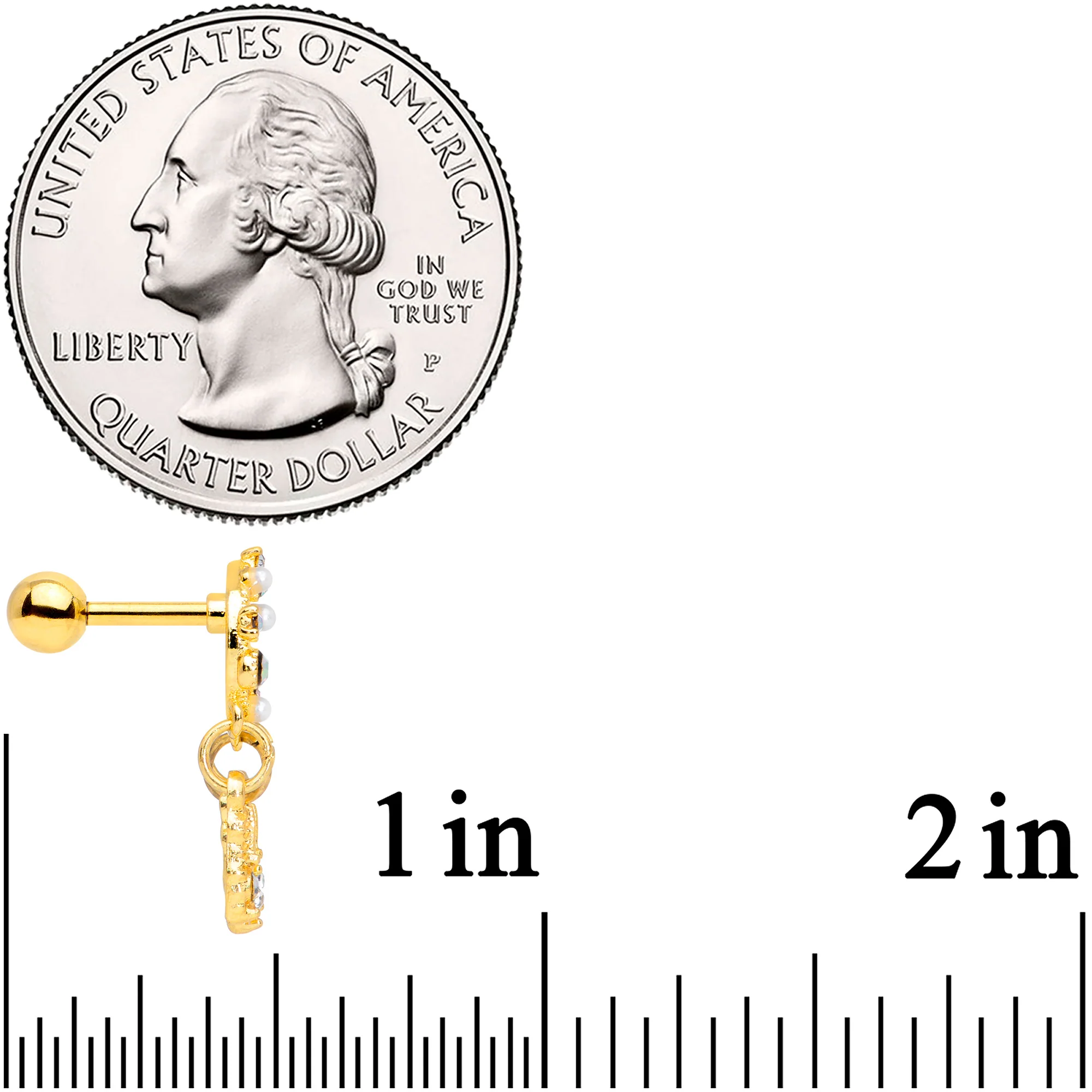 16G 1/4 Aurora CZ Gold Tone Dreamcatcher Feather Dangle Cartilage - Image 7