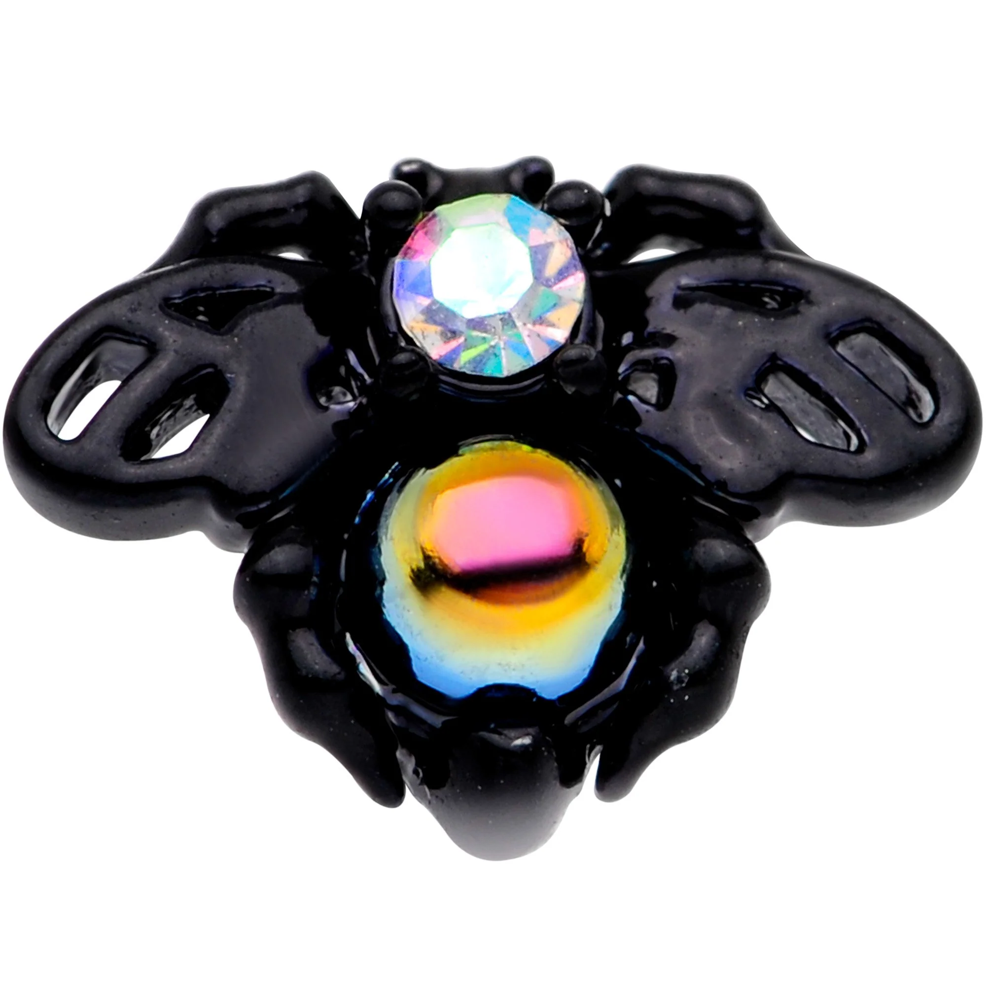 16G 1/4 Aurora Gem Black Busy Bee Cartilage Tragus Earring - Image 2