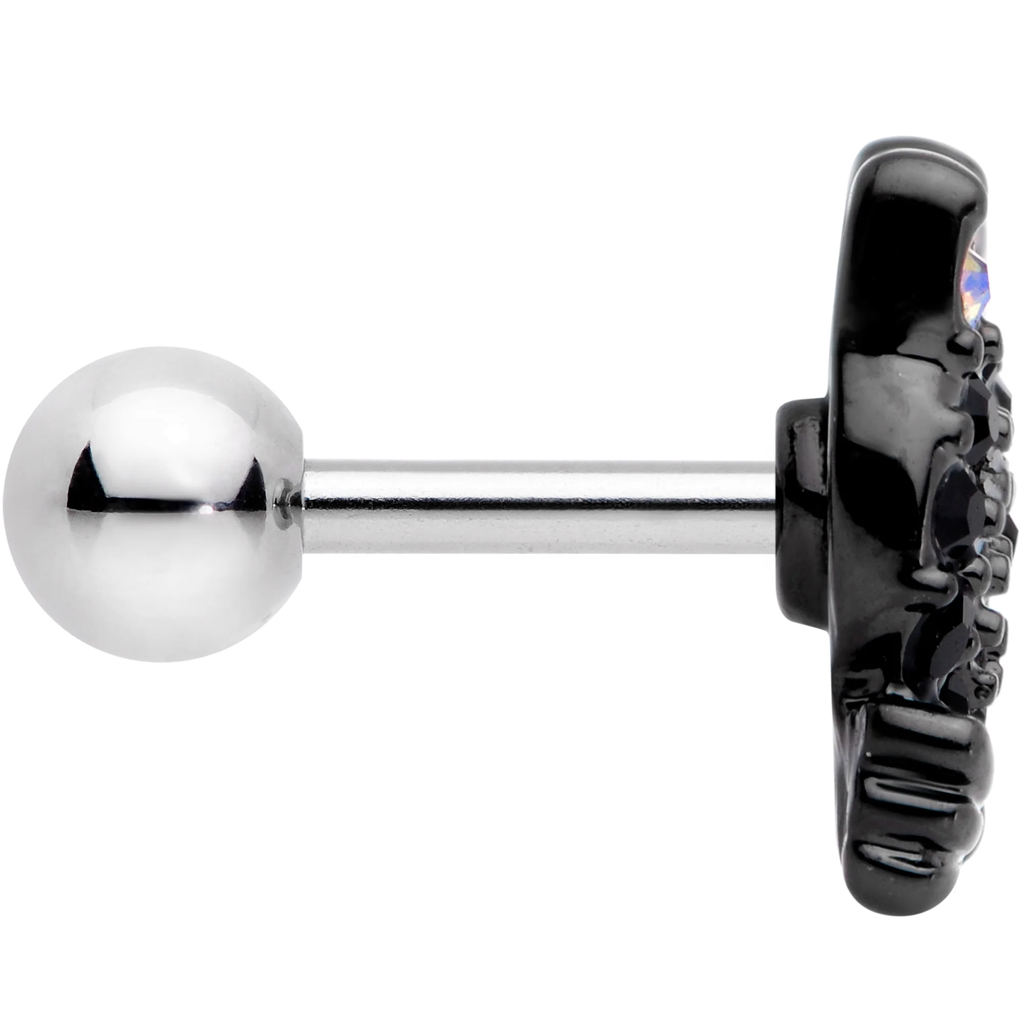 16G 1/4 Black Aurora Gem Crafty Kitty Cat Cartilage Tragus Earring - Image 3