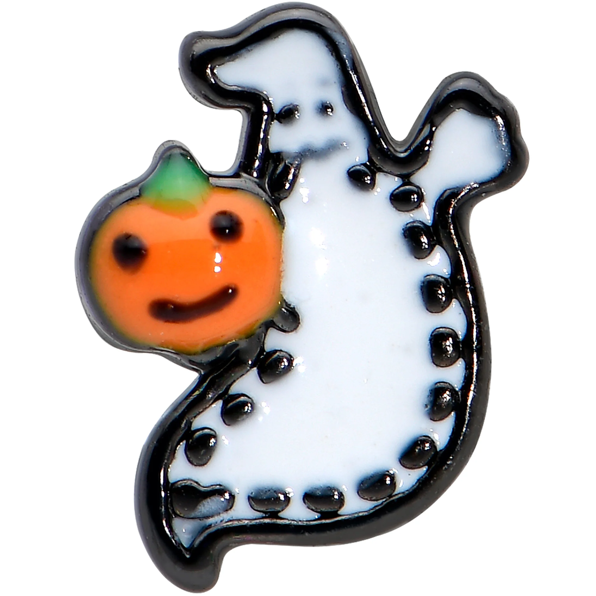 16G 1/4 Black Halloween Pumpkin Ghost Cartilage Tragus Earring - Image 2