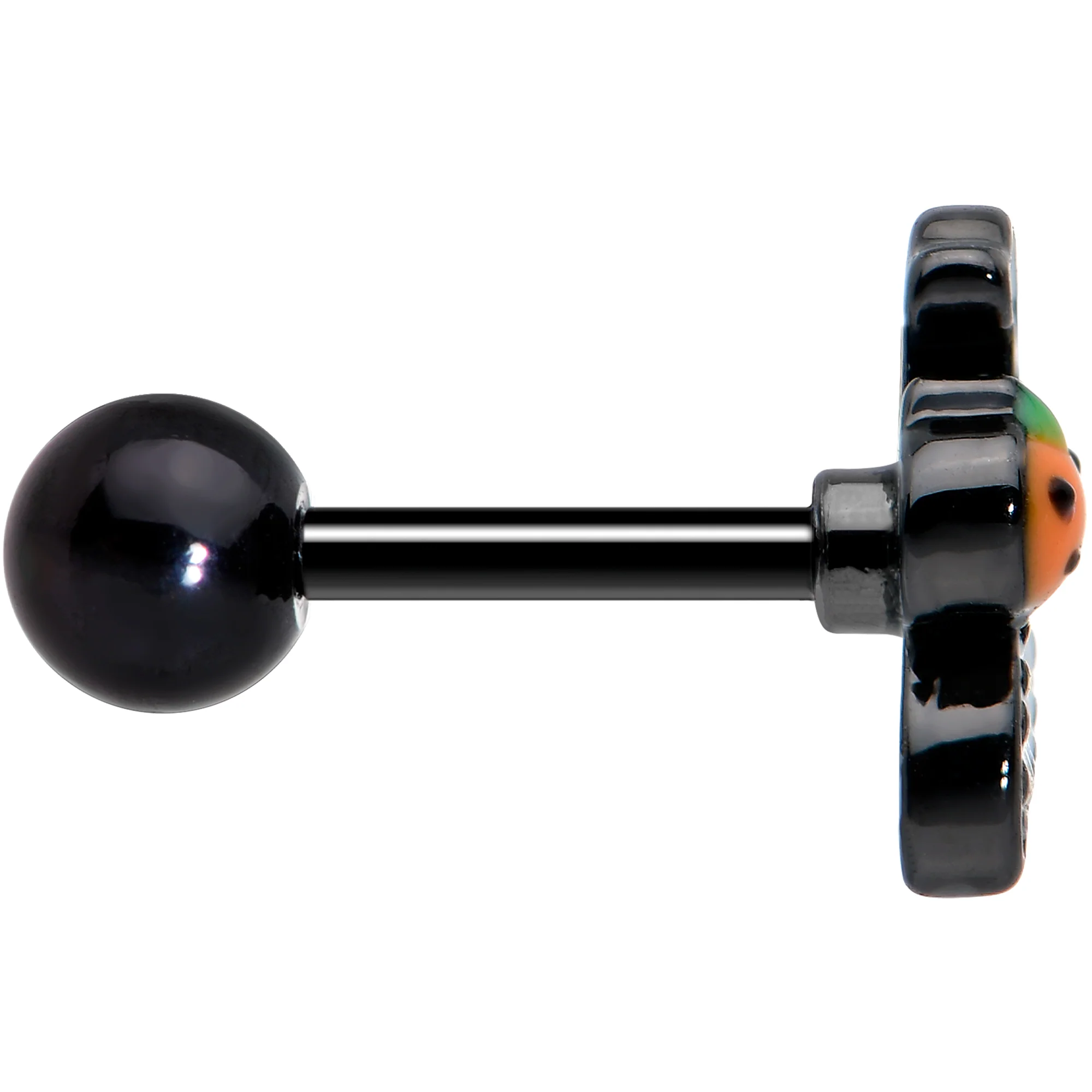 16G 1/4 Black Halloween Pumpkin Ghost Cartilage Tragus Earring - Image 3
