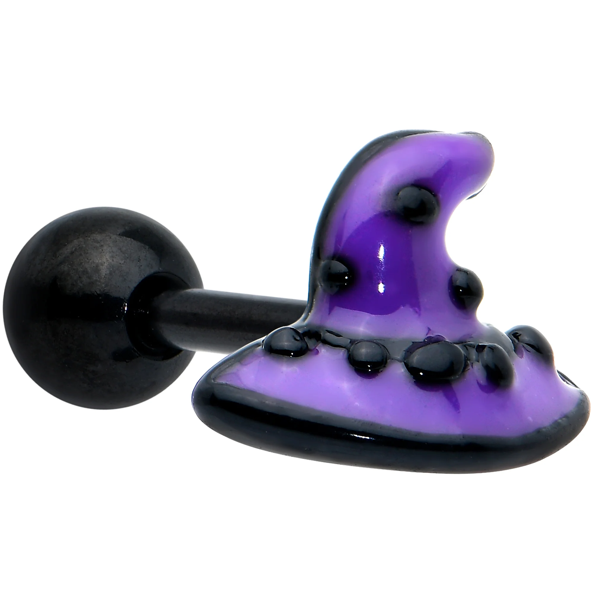 16G 1/4 Black Skull Pumpkin Cartilage Tragus Earring Set of 3 - Image 2