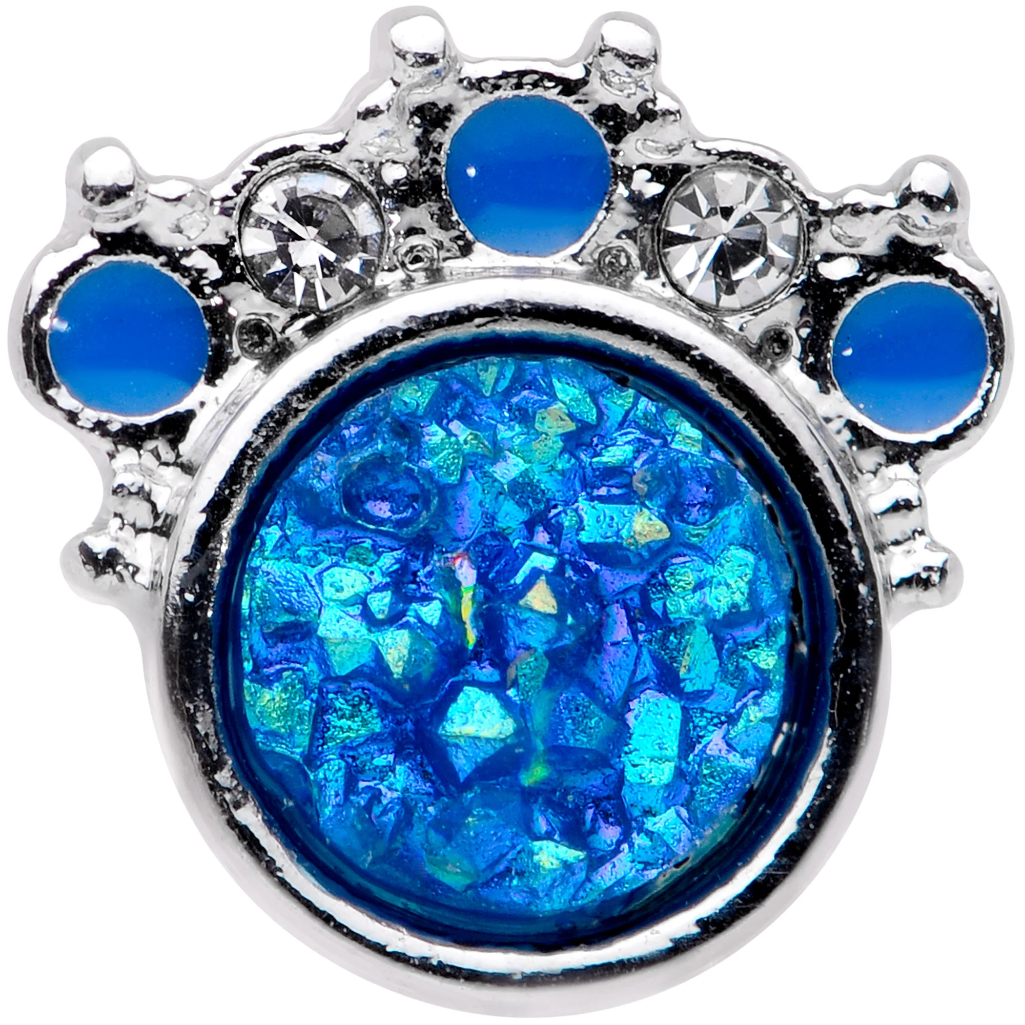 16G 1/4 Blue Faux Druzy Serenade Cartilage Tragus Earring - Image 2