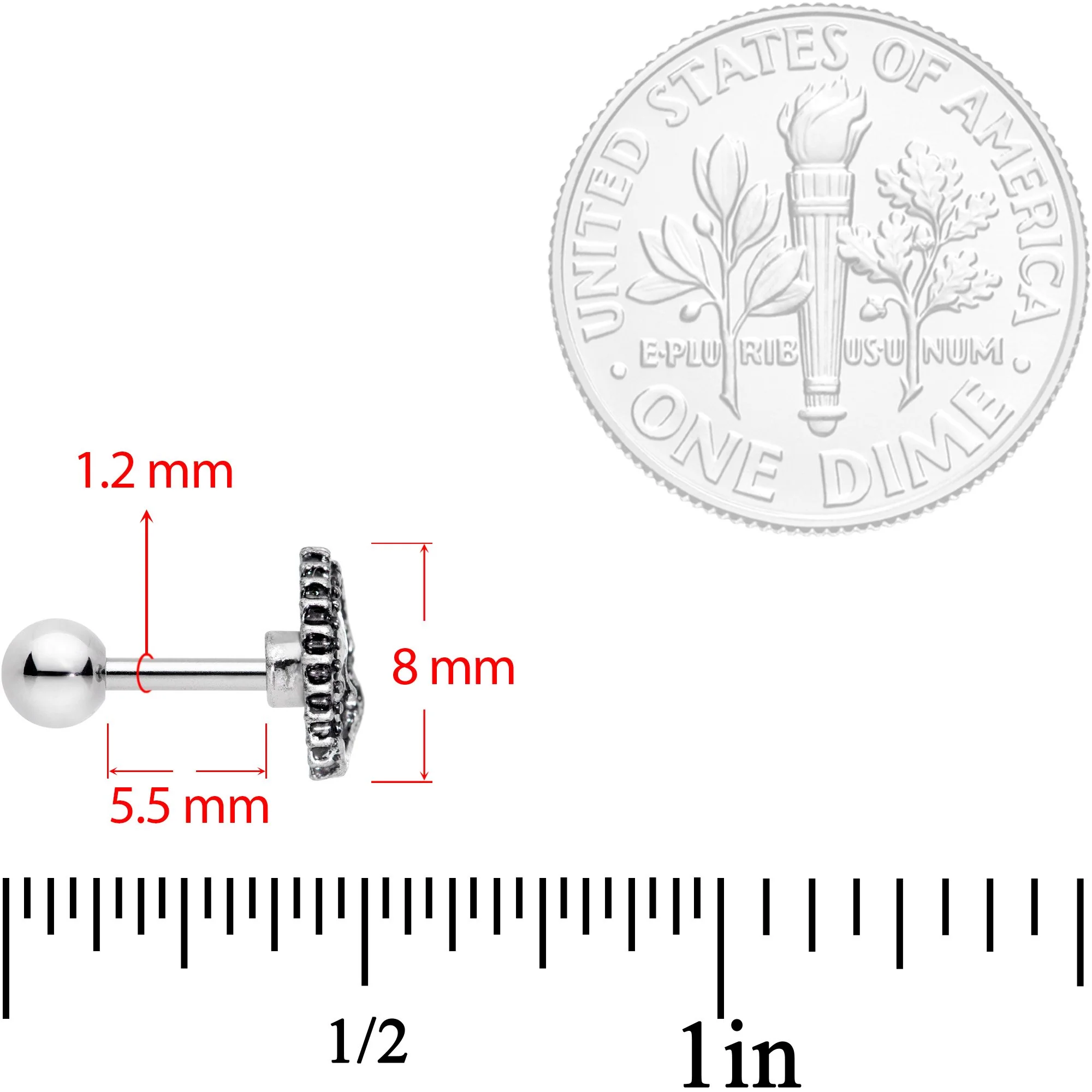 16G 1/4 Celestial Embrace Cartilage Tragus Earring - Image 4