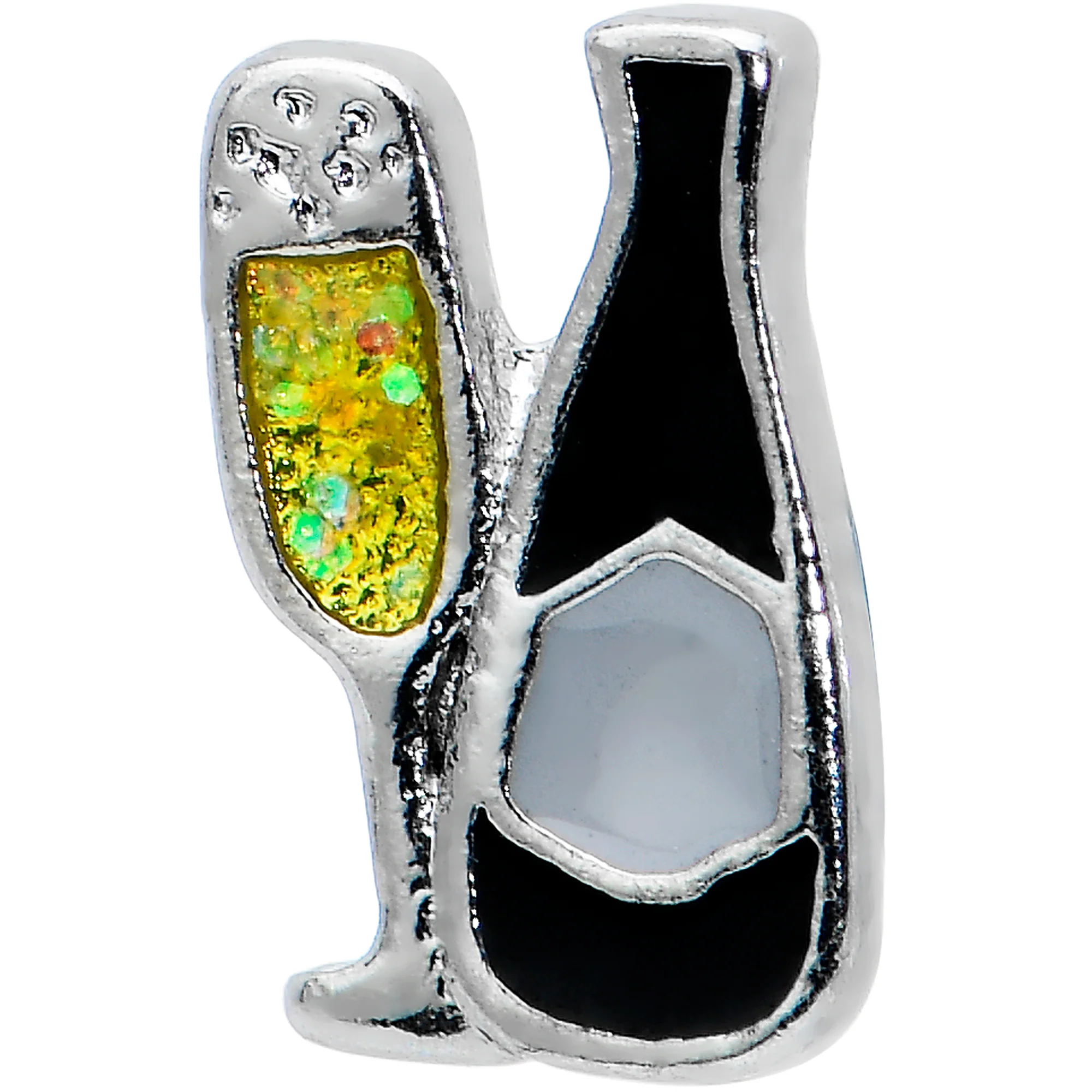 16G 1/4 Champagne Bottle Flute Yellow Cartilage Tragus Earring - Image 2