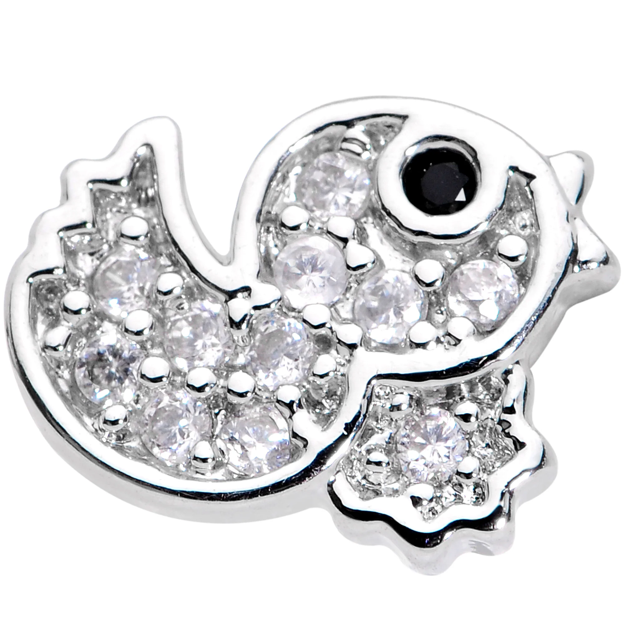 16G 1/4 Clear Black CZ Gem Ducky Cartilage Tragus Earring - Image 2