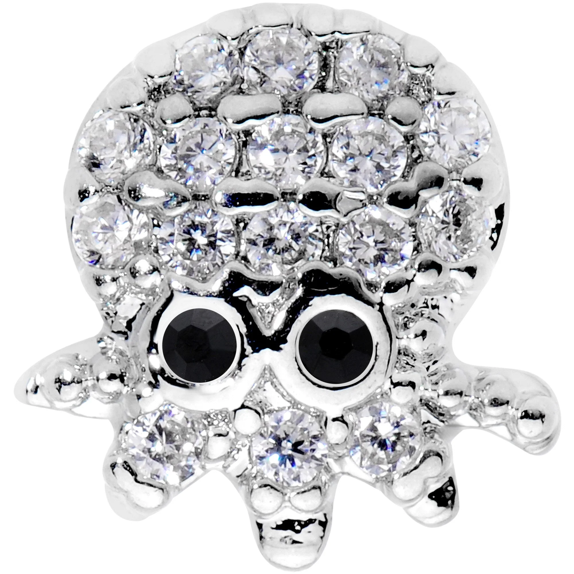 16G 1/4 Clear Black CZ Gem Nautical Octopus Cartilage Tragus - Image 2