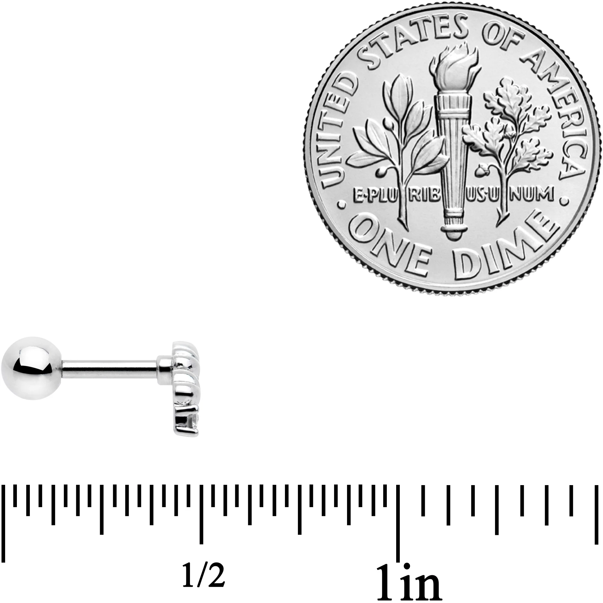 16G 1/4 Clear CZ Gem Tiny Hearts Cartilage Tragus Earring - Image 4