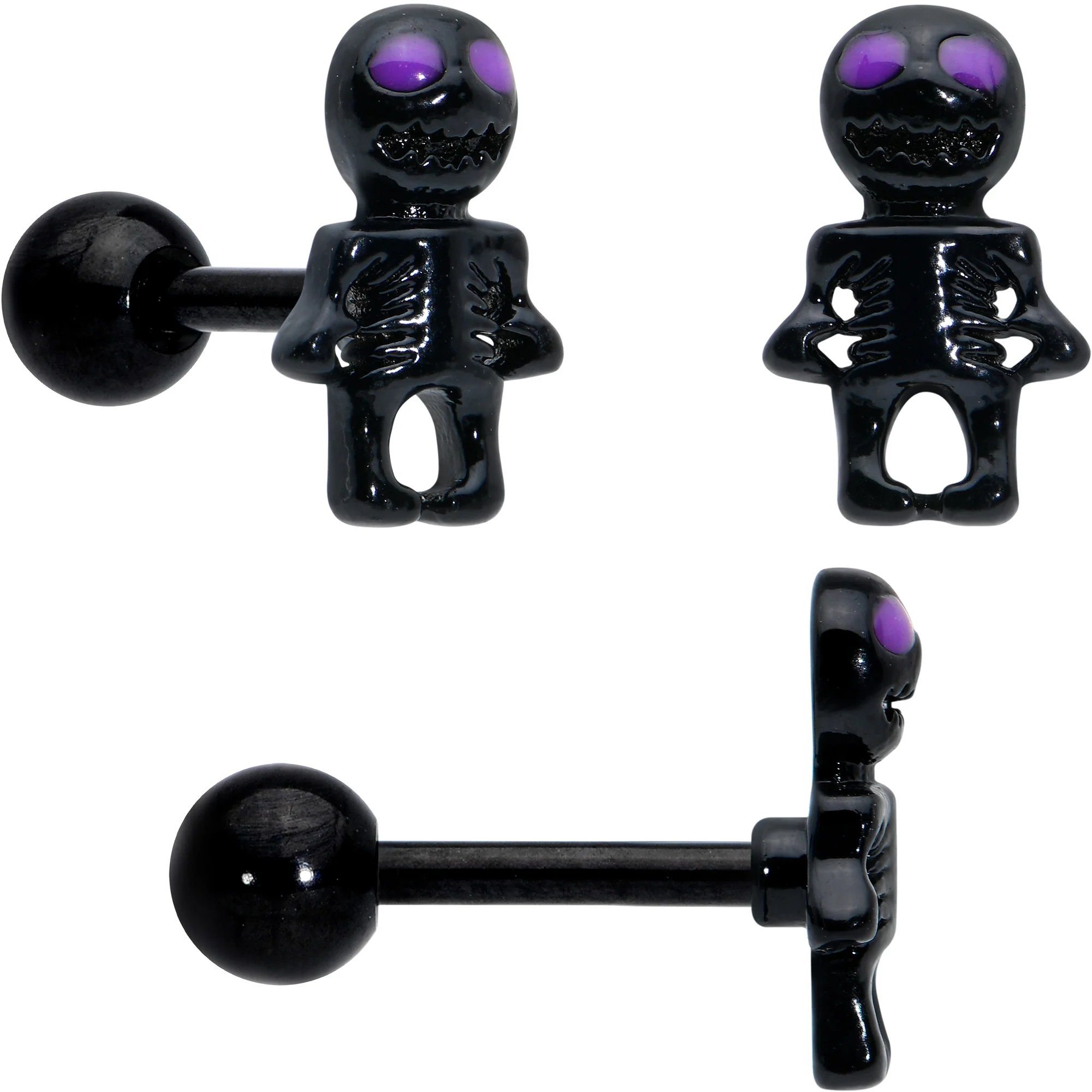 16G 1/4 Clear Gem Black Scorpion Pumpkin Cartilage Earring Set of 3 - Image 3
