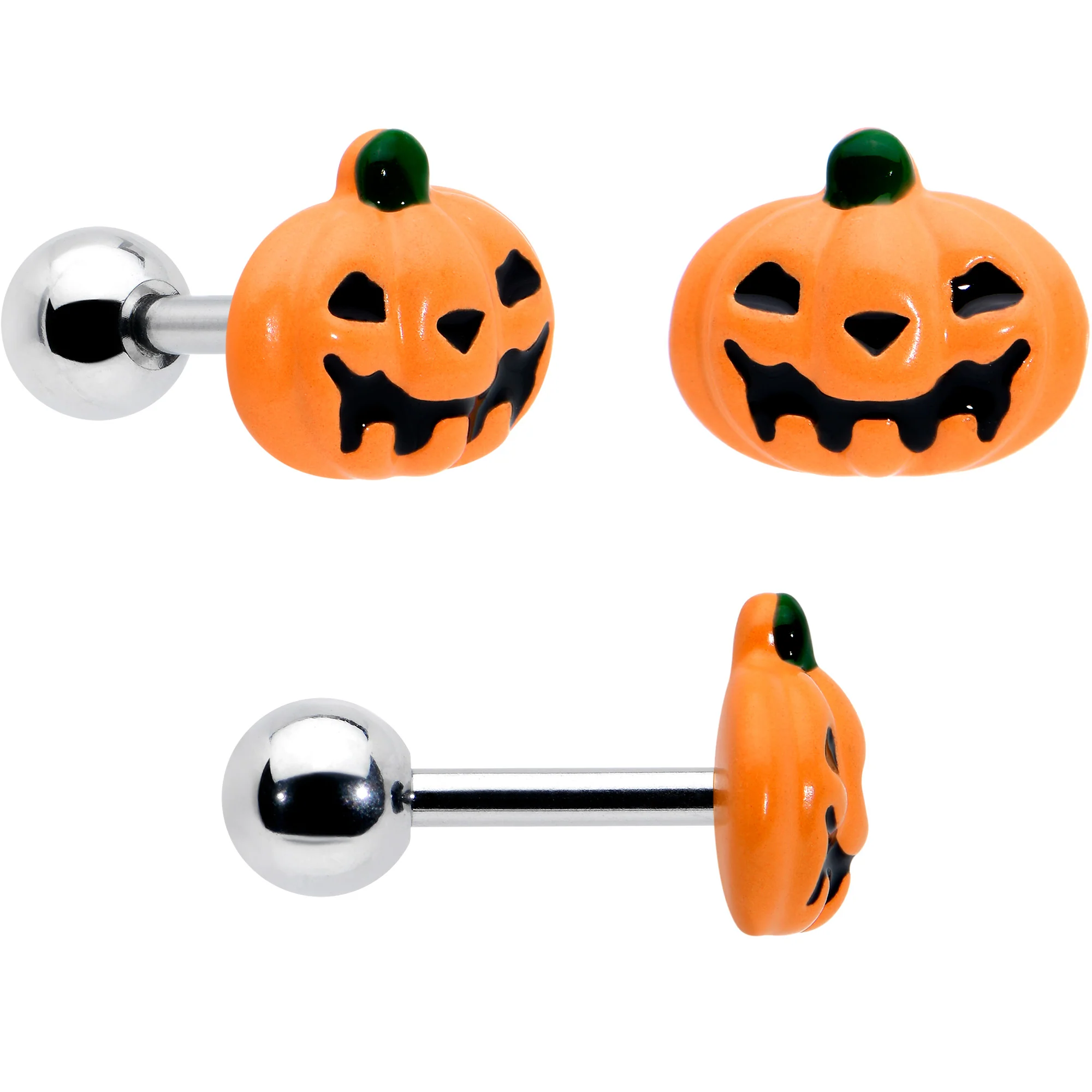 16G 1/4 Clear Gem Black Scorpion Pumpkin Cartilage Earring Set of 3 - Image 4