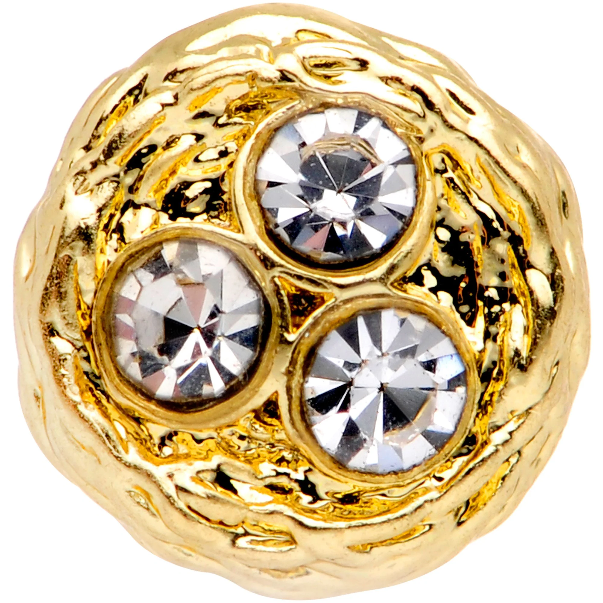 16G 1/4 Clear Gem Gold Tone Birds Nest Cartilage Tragus Earring - Image 2