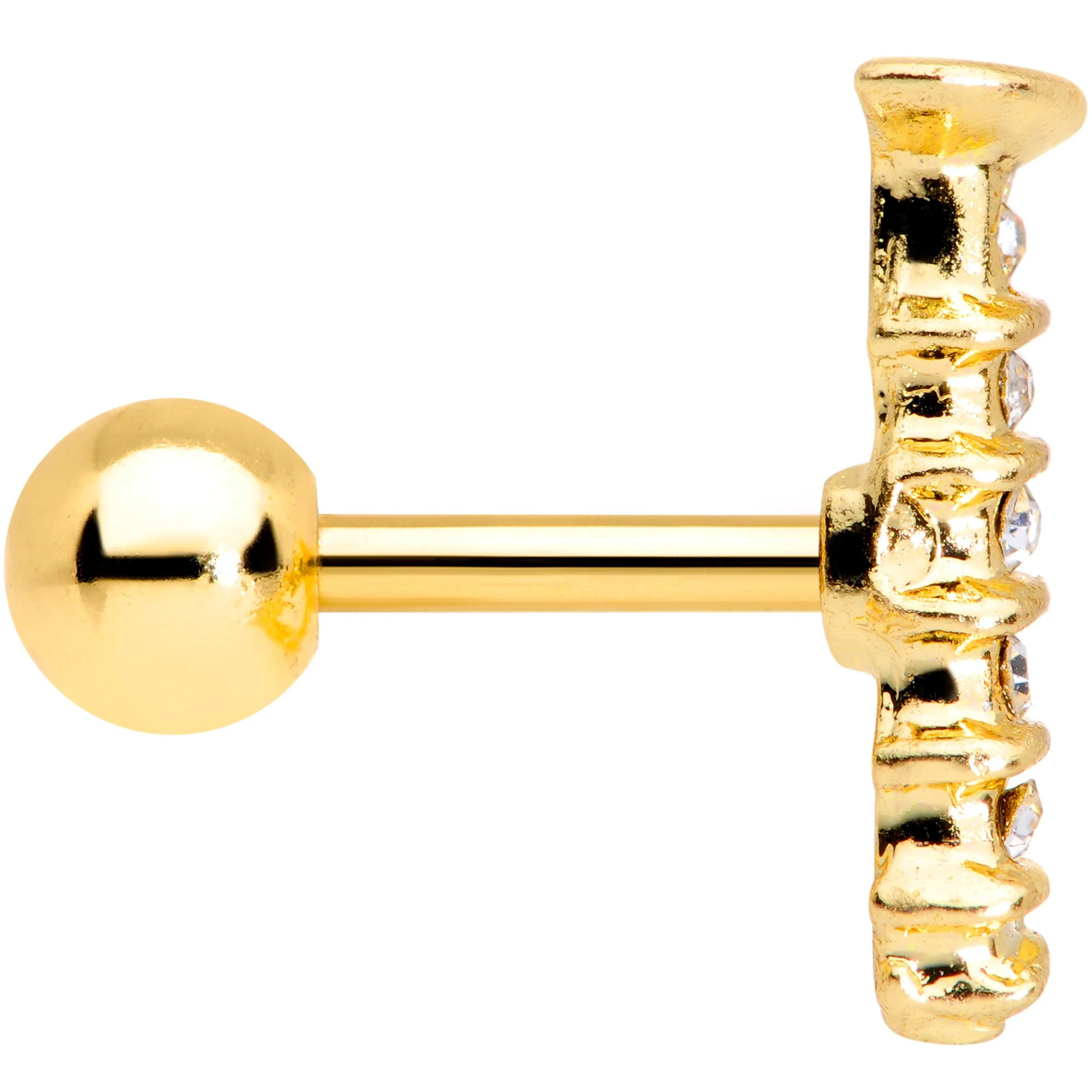 16G 1/4 Clear Gem Gold Tone Screw Cartilage Tragus Earring - Image 3