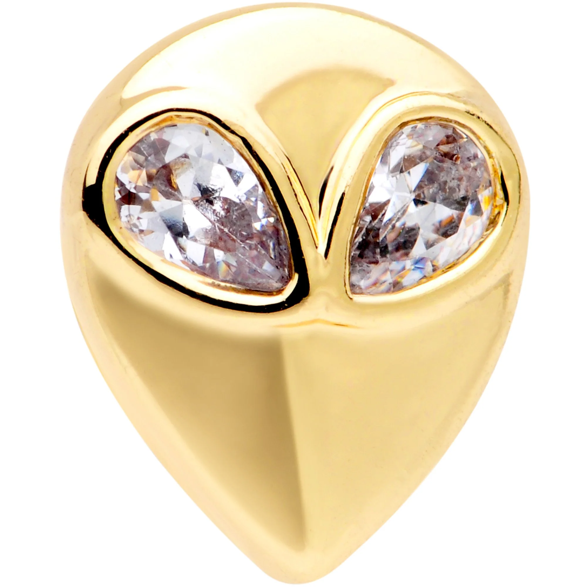 16G 1/4 Clear Gem Gold Tone Space Alien Cartilage Tragus Earring - Image 2