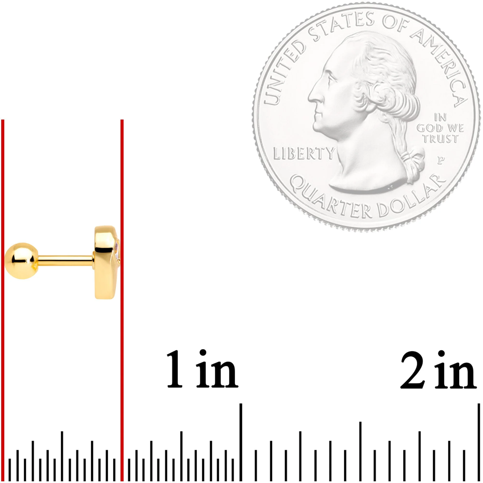 16G 1/4 Clear Gem Gold Tone Space Alien Cartilage Tragus Earring - Image 4