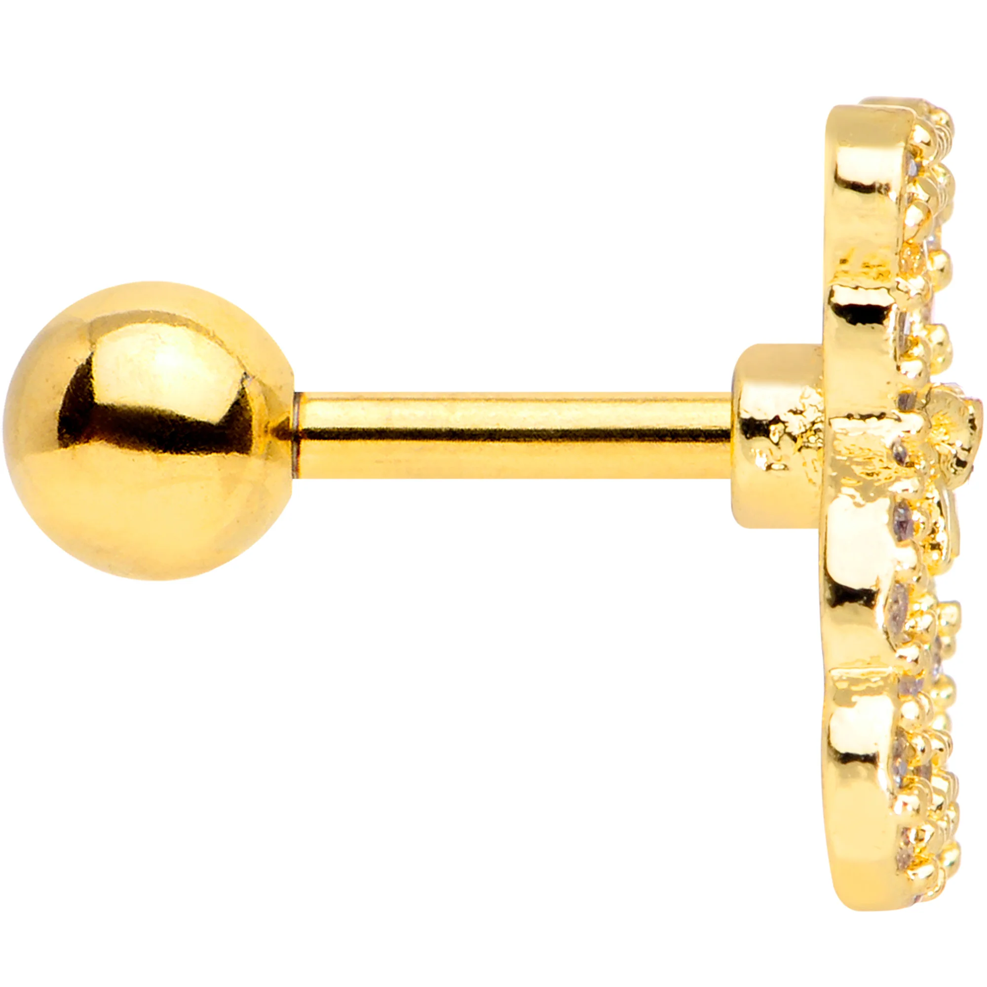 16G 1/4 Clear Gem Gold Tone Teddy Bear Cartilage Tragus - Image 5