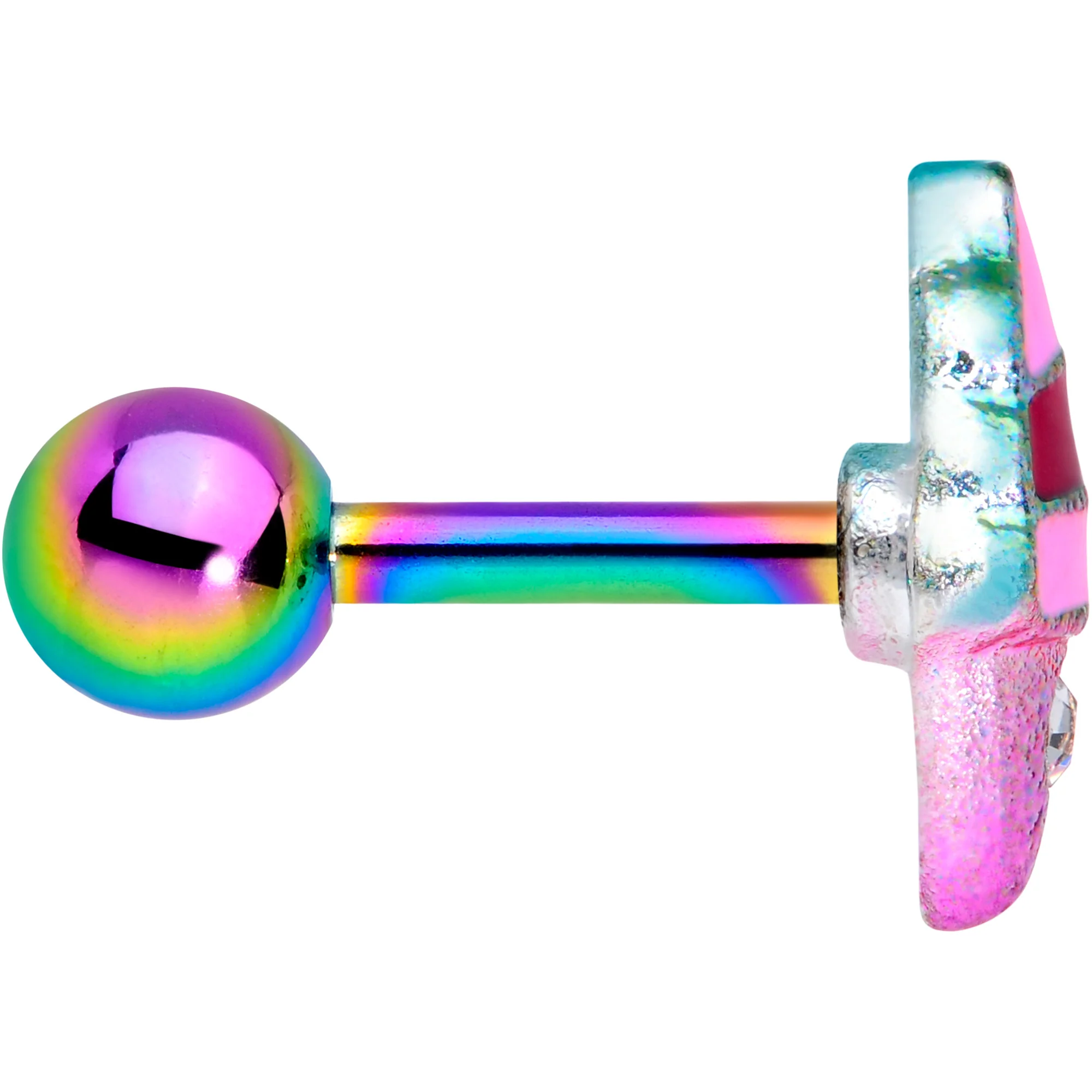 16G 1/4 Clear Gem Rainbow Ice Cream Cone Cartilage Tragus - Image 3
