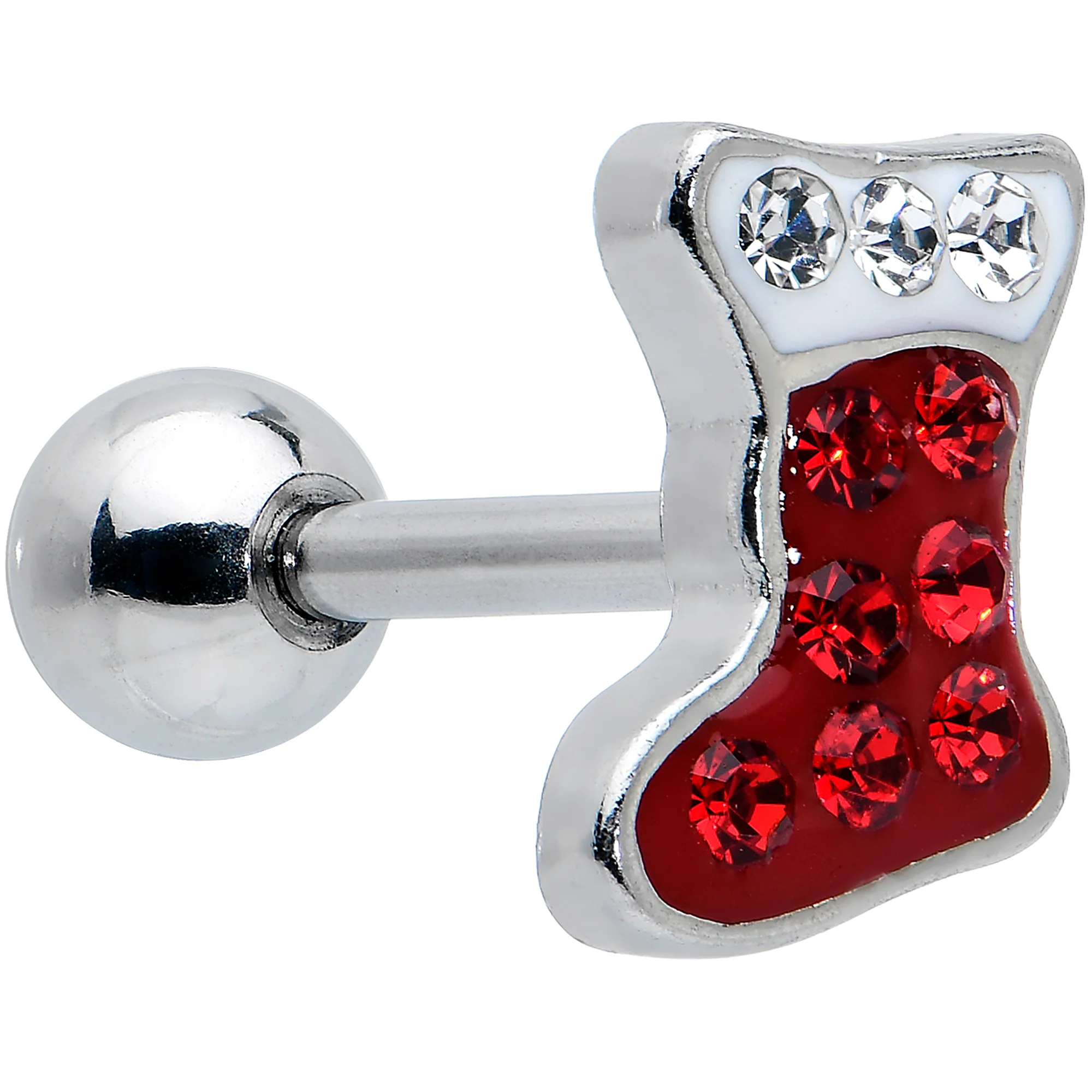 16G 1/4 Clear Gem Stocking Candy Cane Cartilage Earring Set of 3 - Image 3