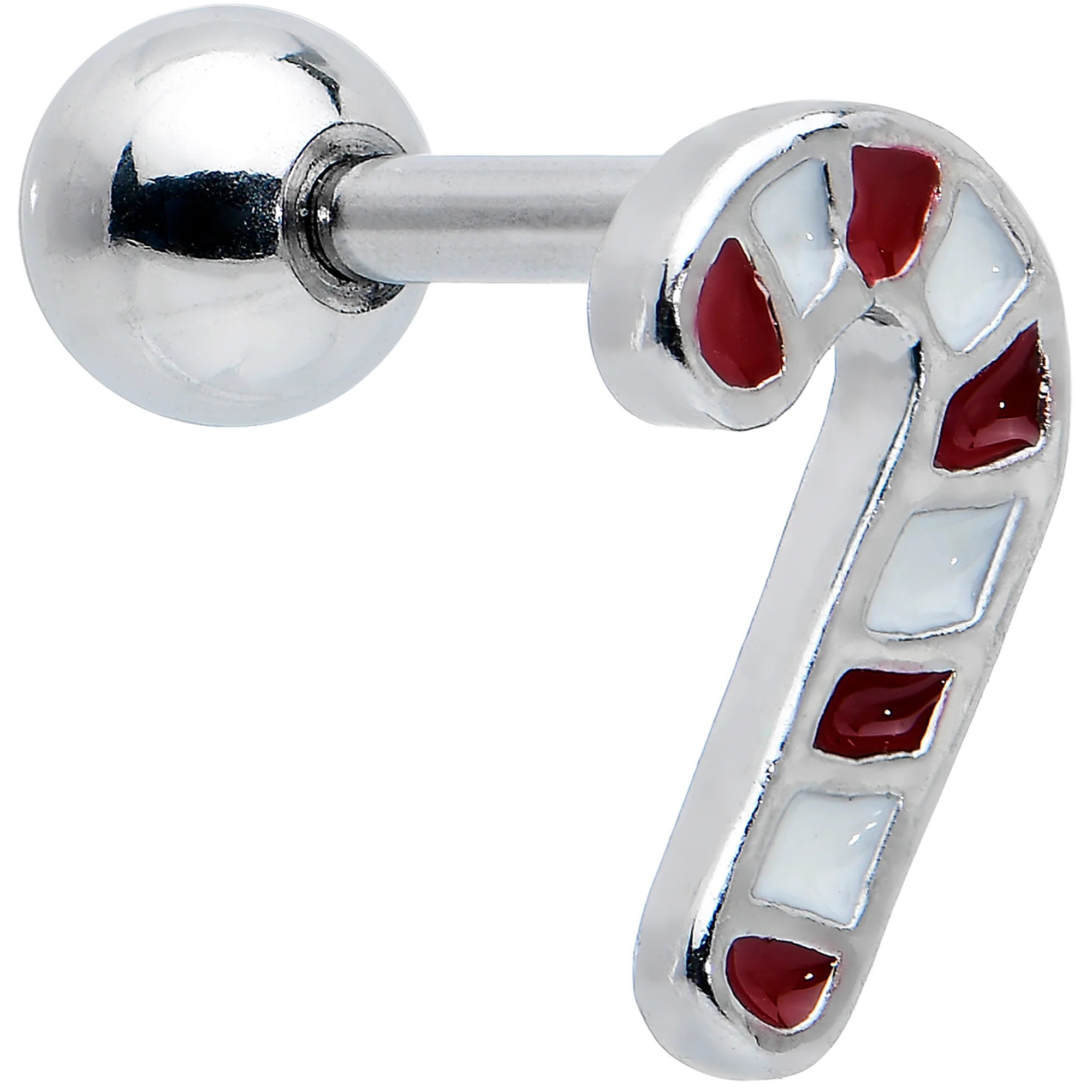 16G 1/4 Clear Gem Stocking Candy Cane Cartilage Earring Set of 3 - Image 4