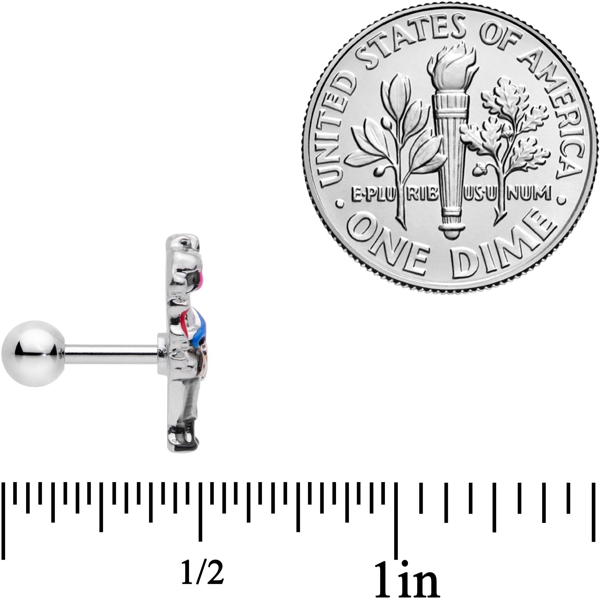 16G 1/4 Colorful Drama Llama Cartilage Tragus Earring - Image 4