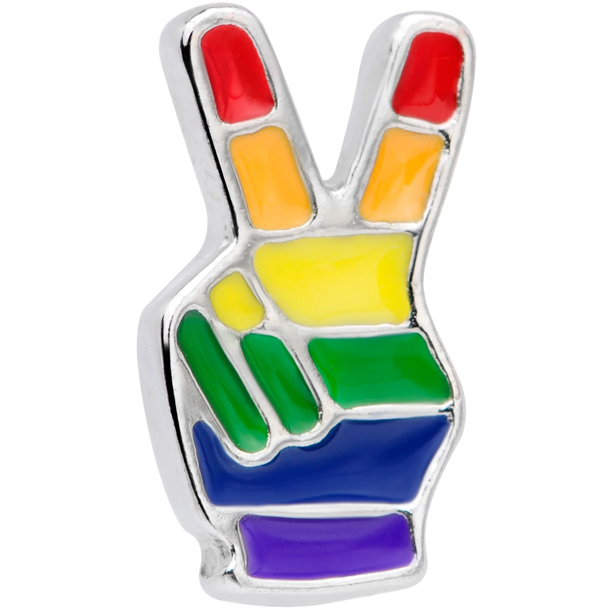 16G 1/4 Gay Pride Rainbow Hand Peace Sign Cartilage Tragus - Image 2