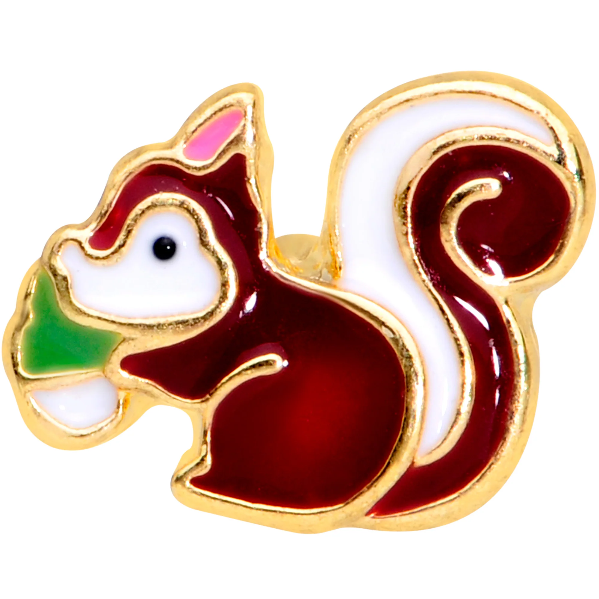 16G 1/4 Gold Tone Snacking Squirrel Cartilage Tragus Earring - Image 2