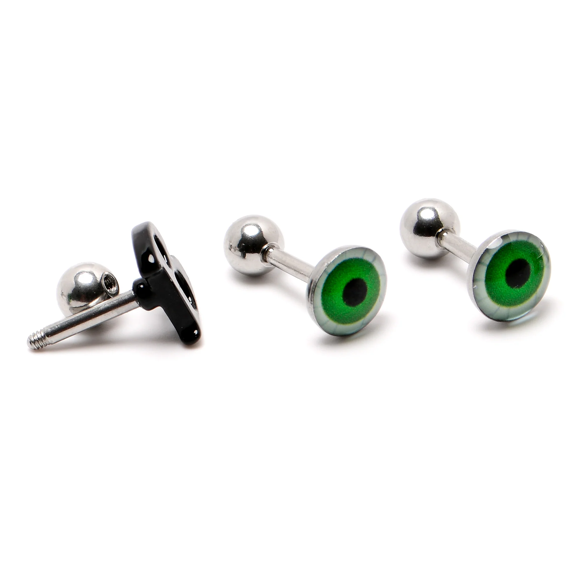 16G 1/4 Halloween Boo Eyes Cartilage Tragus Earring Curation Set of 3 - Image 6