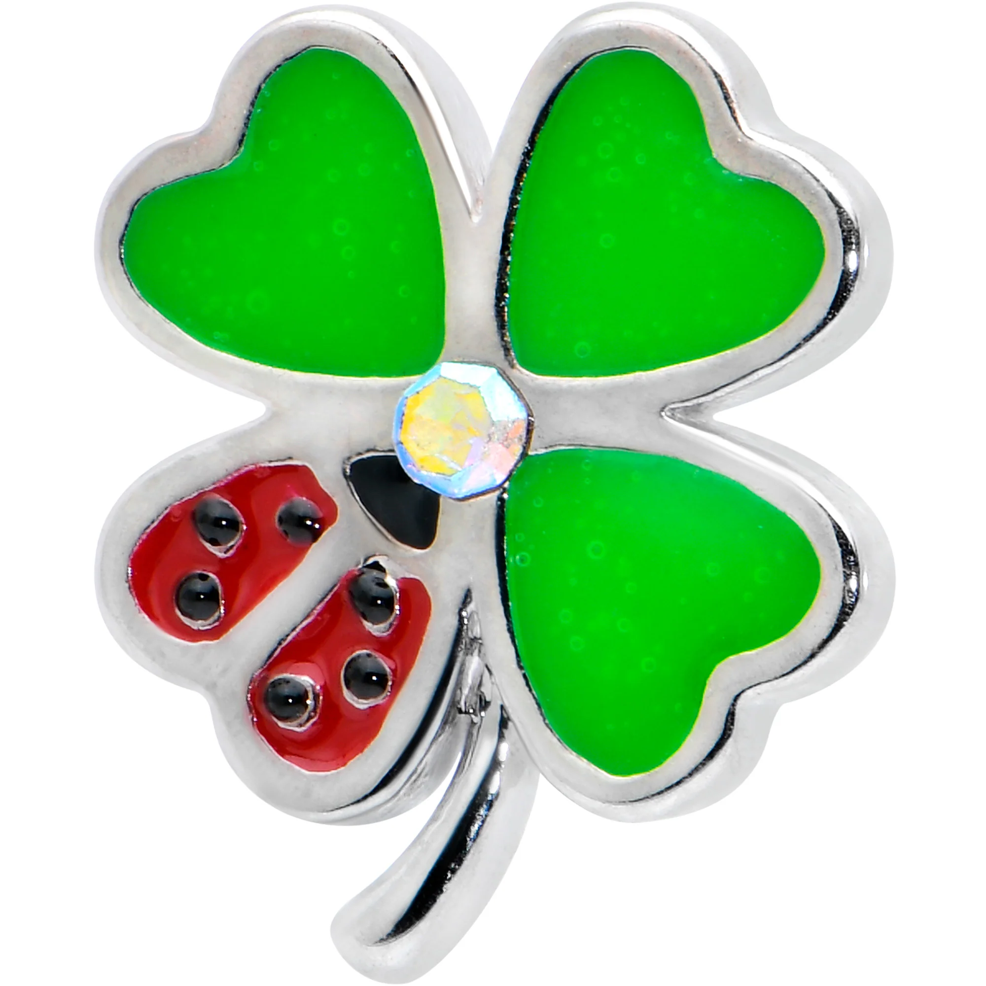 16G 1/4 Ladybug Shamrock St Patricks Cartilage Tragus Earring - Image 2