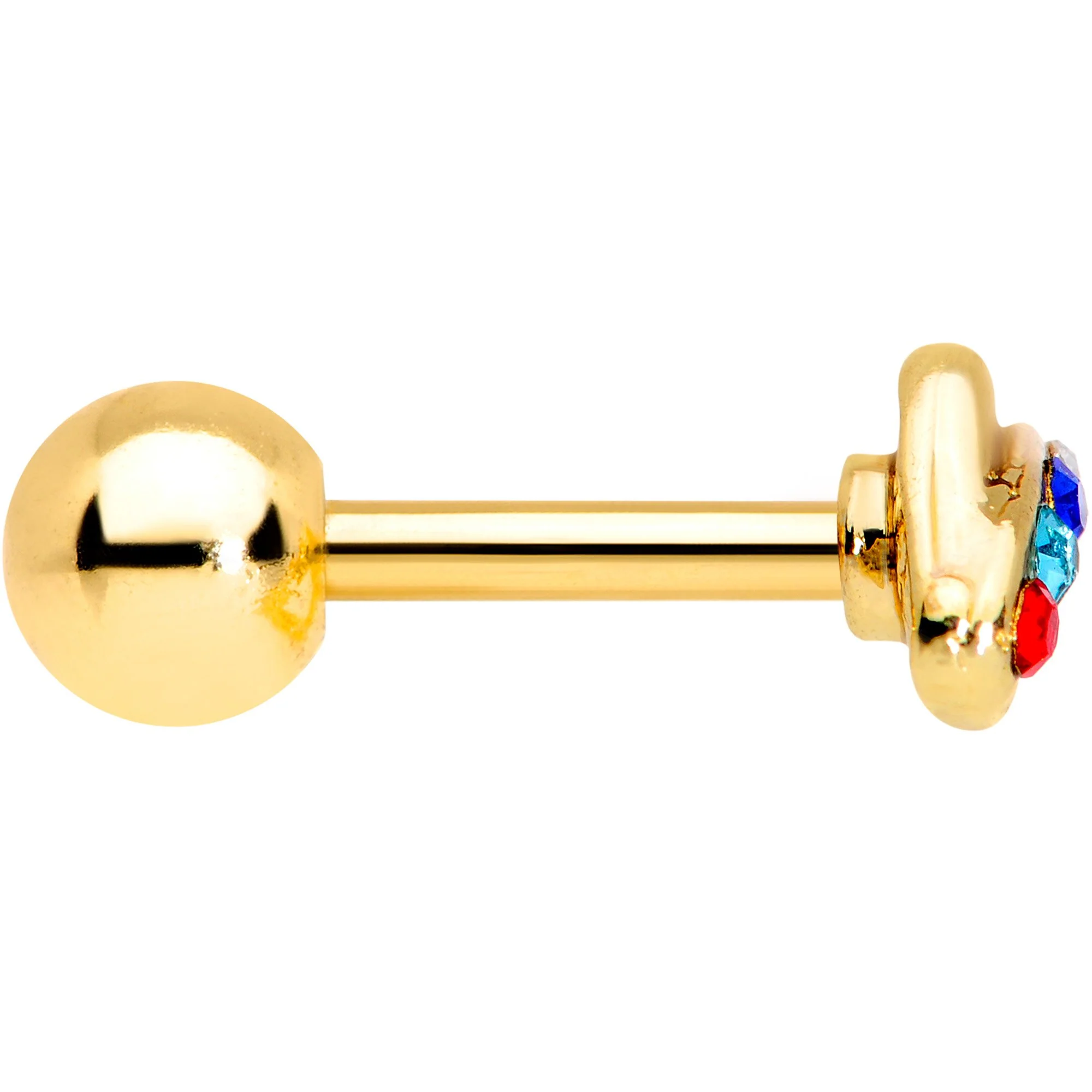 16G 1/4 Multicolor Gem Gold Tone UFO Cartilage Tragus - Image 3