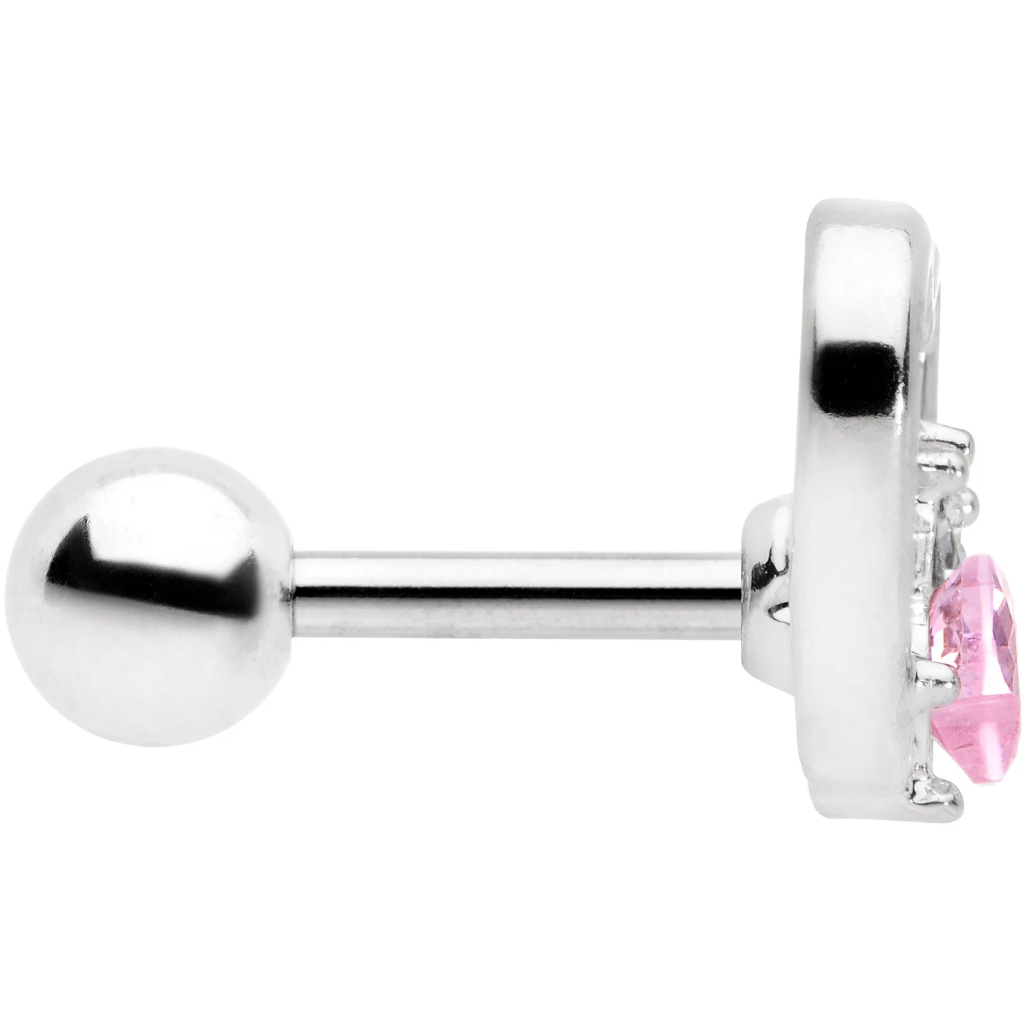 16G 1/4 Pink Gem Rose Flower Hollow Heart Cartilage Tragus - Image 3