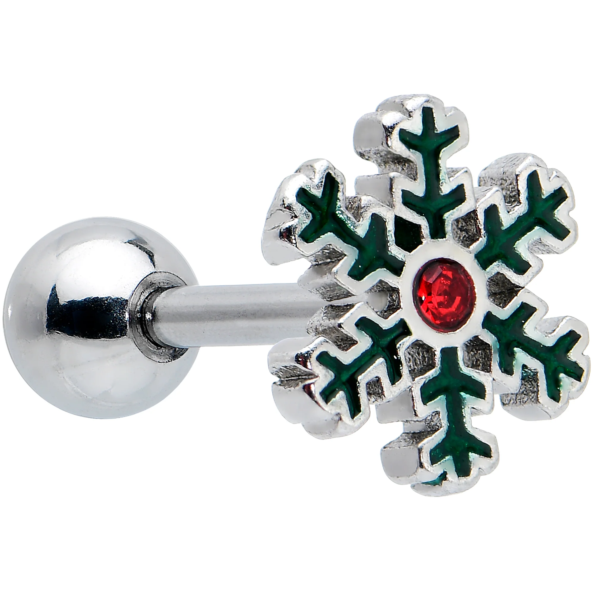 16G 1/4 Red Gem Mitten Snowflake Cartilage Tragus Earring Curation Set of 3 - Image 3