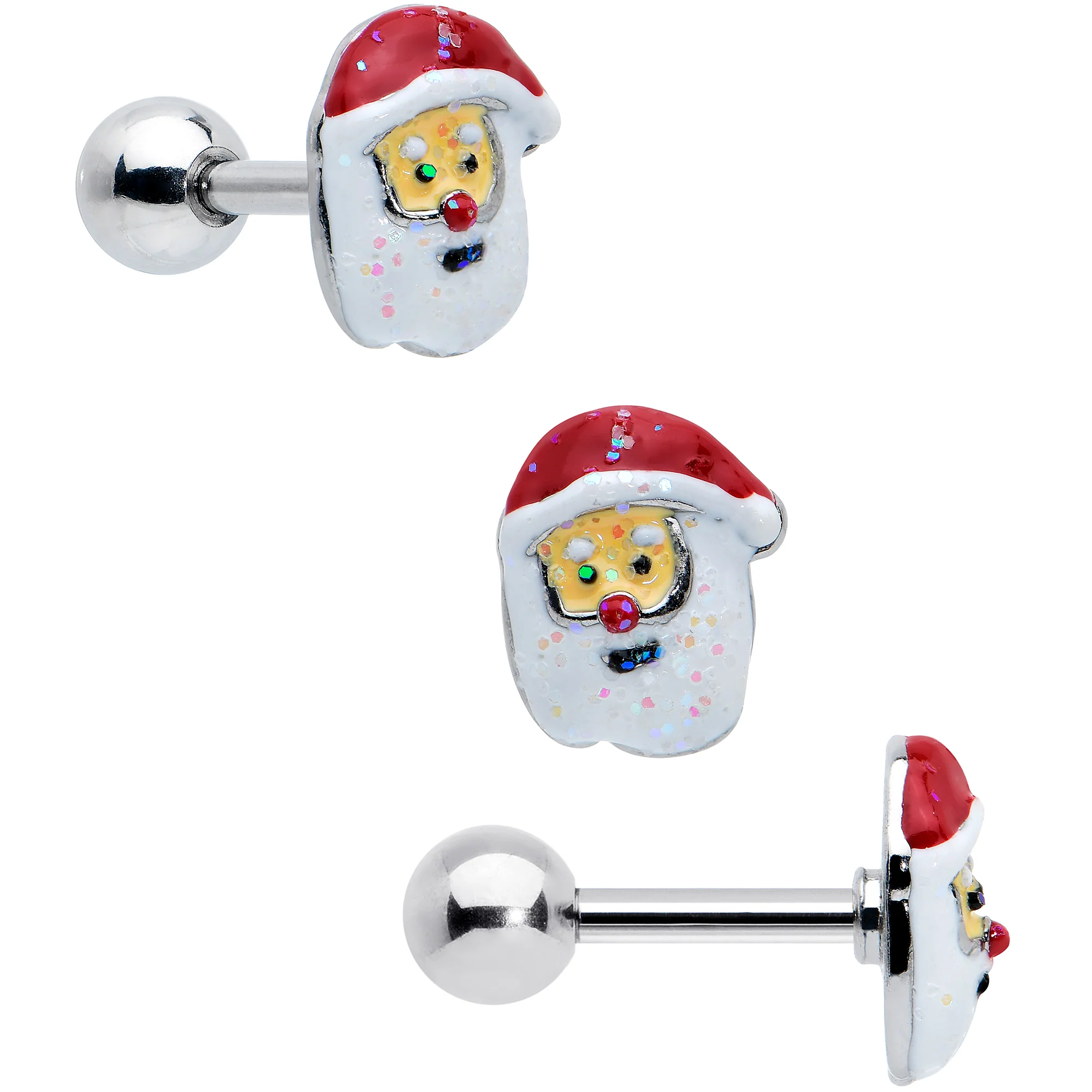 16G 1/4 Reindeer Snowman Christmas Cartilage Earring Set of 3 - Image 4