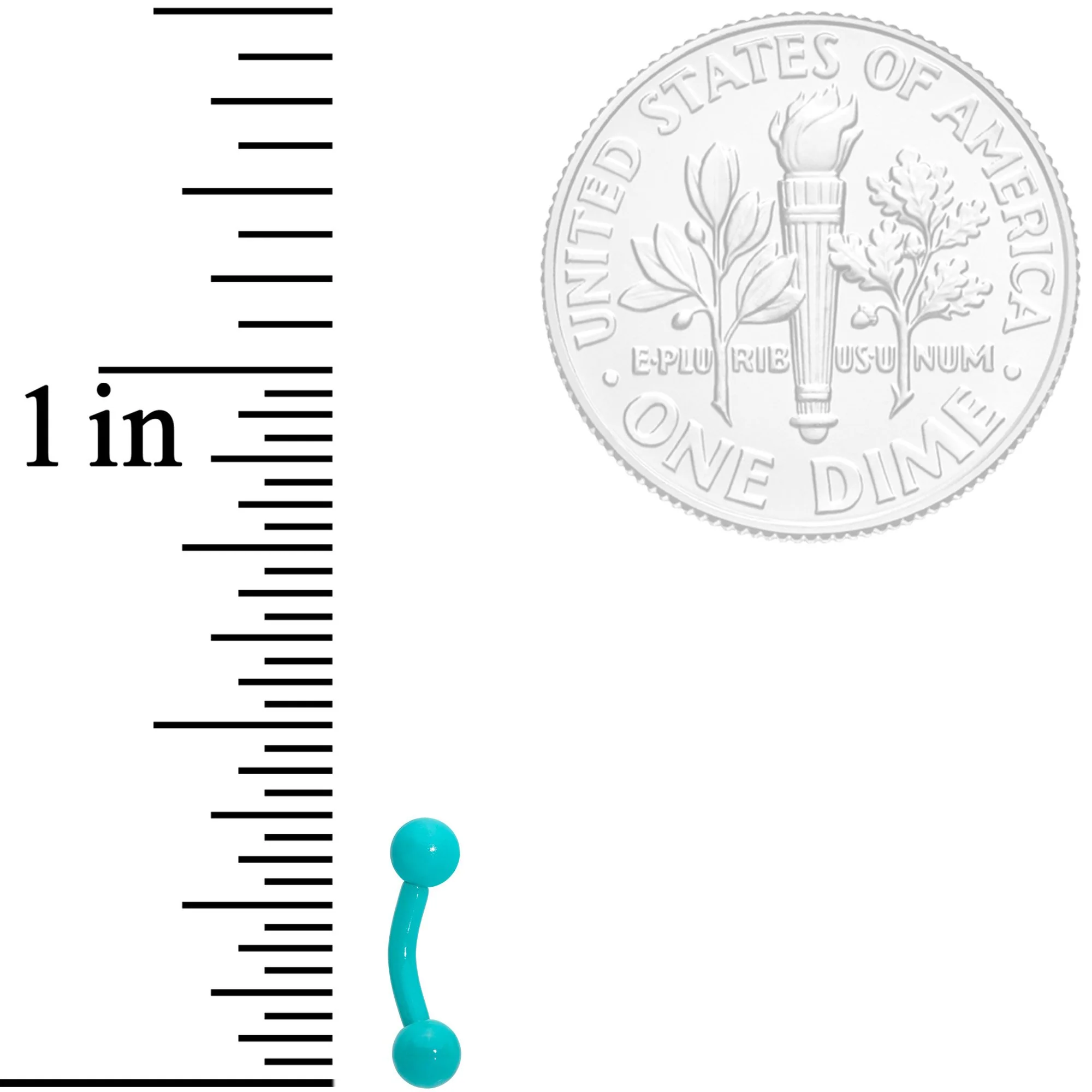 16G 1/4 Teal Acrylic Curved Eyebrow Ring - Image 2