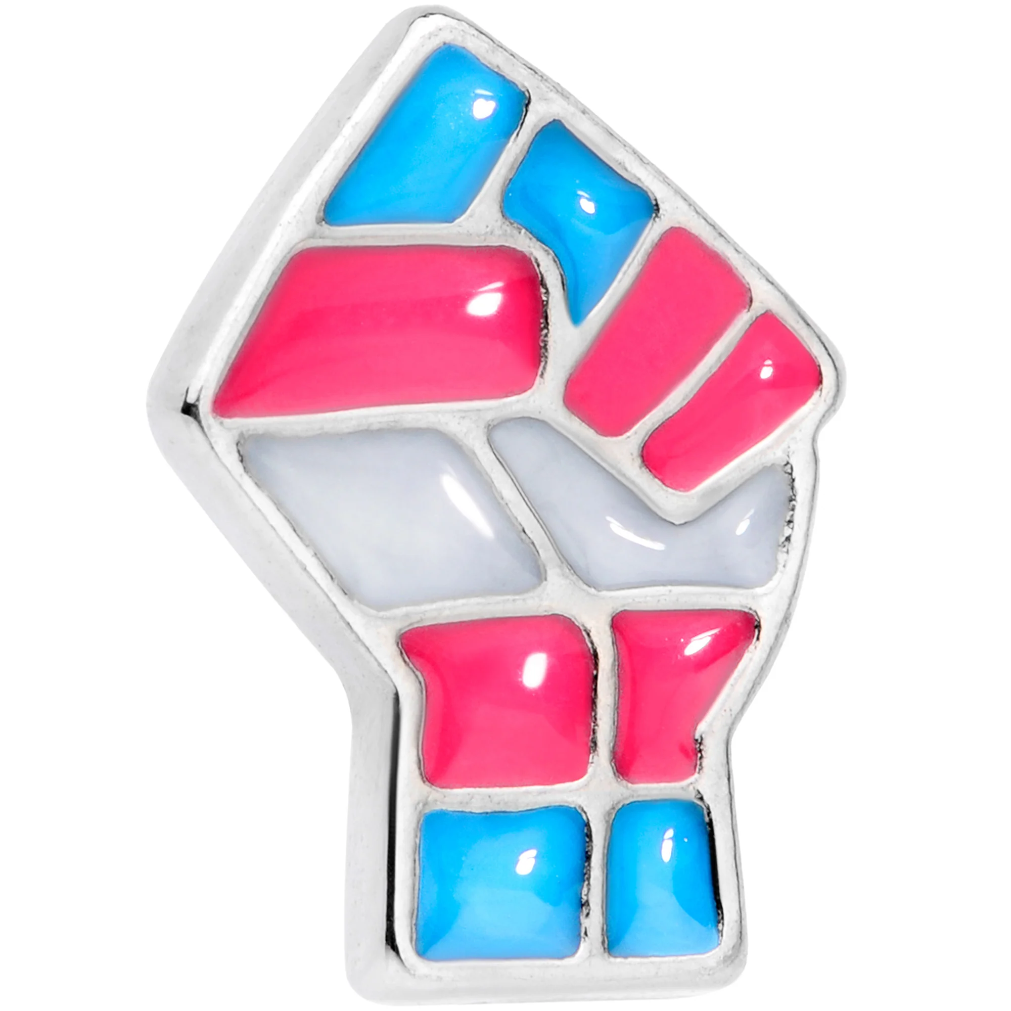 16G 1/4 Transgender Pride Fist Tragus Cartilage Earring - Image 2