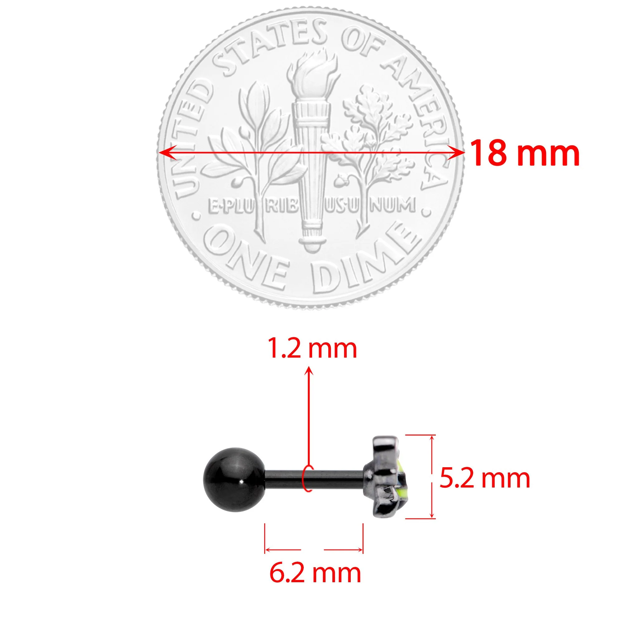 16G 1/4 Yellow Black Blissful Bumblebee Cartilage Tragus Earring - Image 4