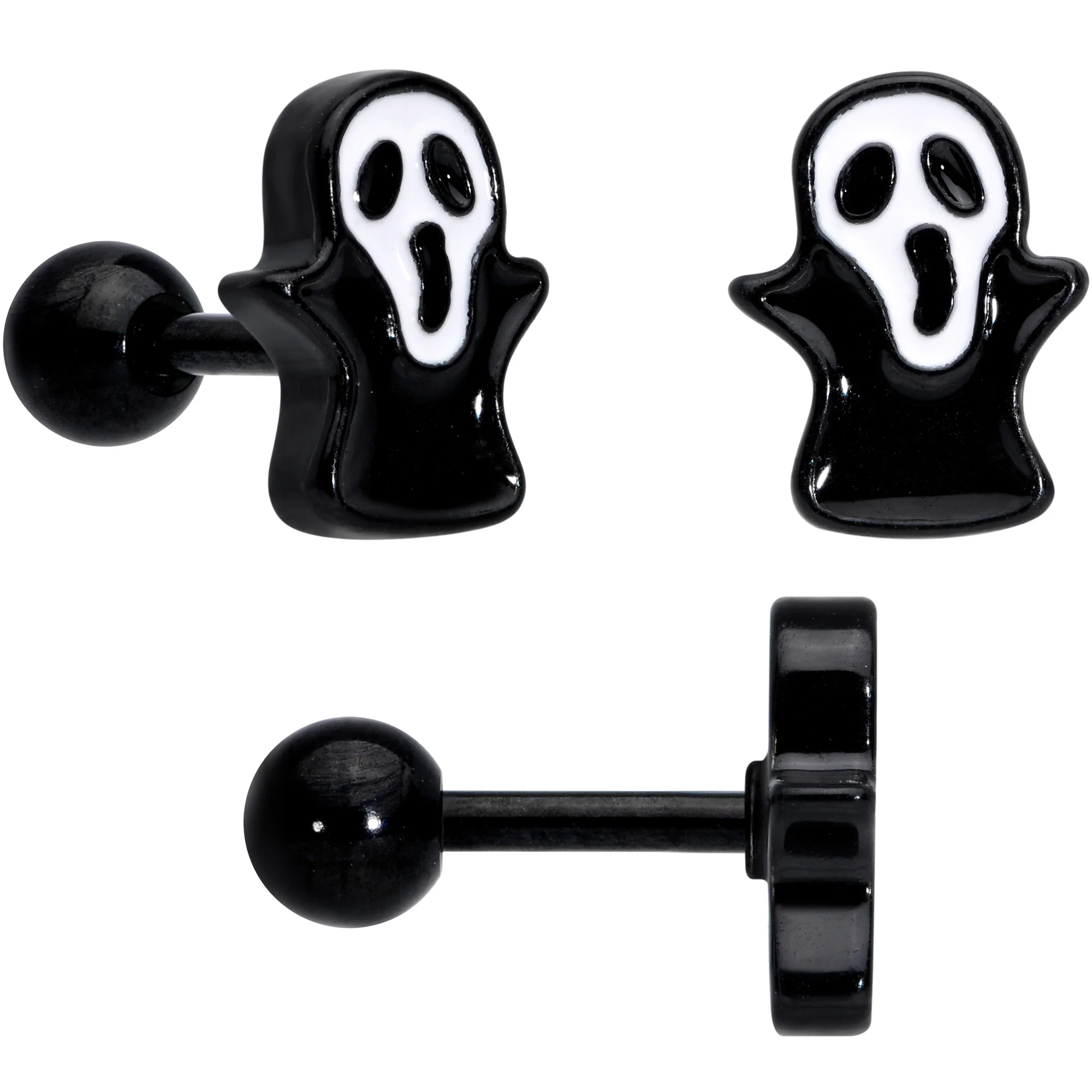 16G 20G Black Halloween Cartilage Labret Nose Ring Set of 3 - Image 2