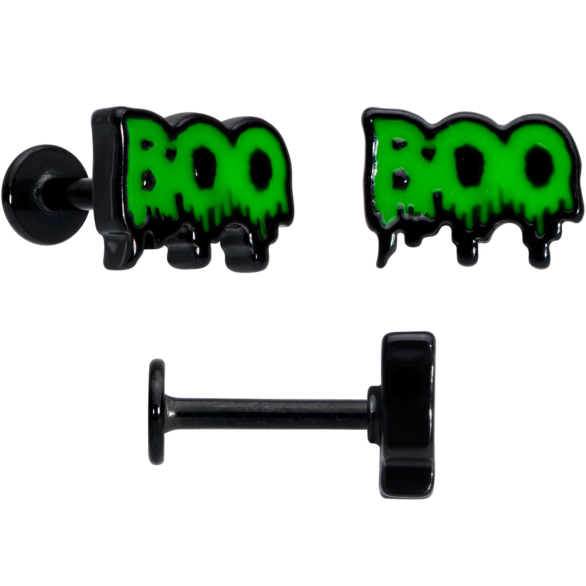 16G 20G Black Halloween Cartilage Labret Nose Ring Set of 3 - Image 3