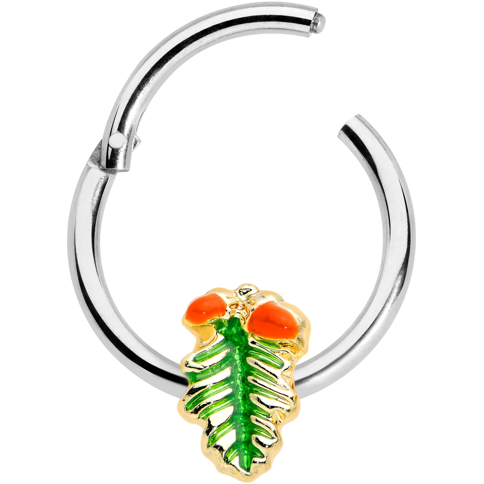 16G 3/8 Acorns Pine Cone Autumn Hinged Segment Ring - Image 2
