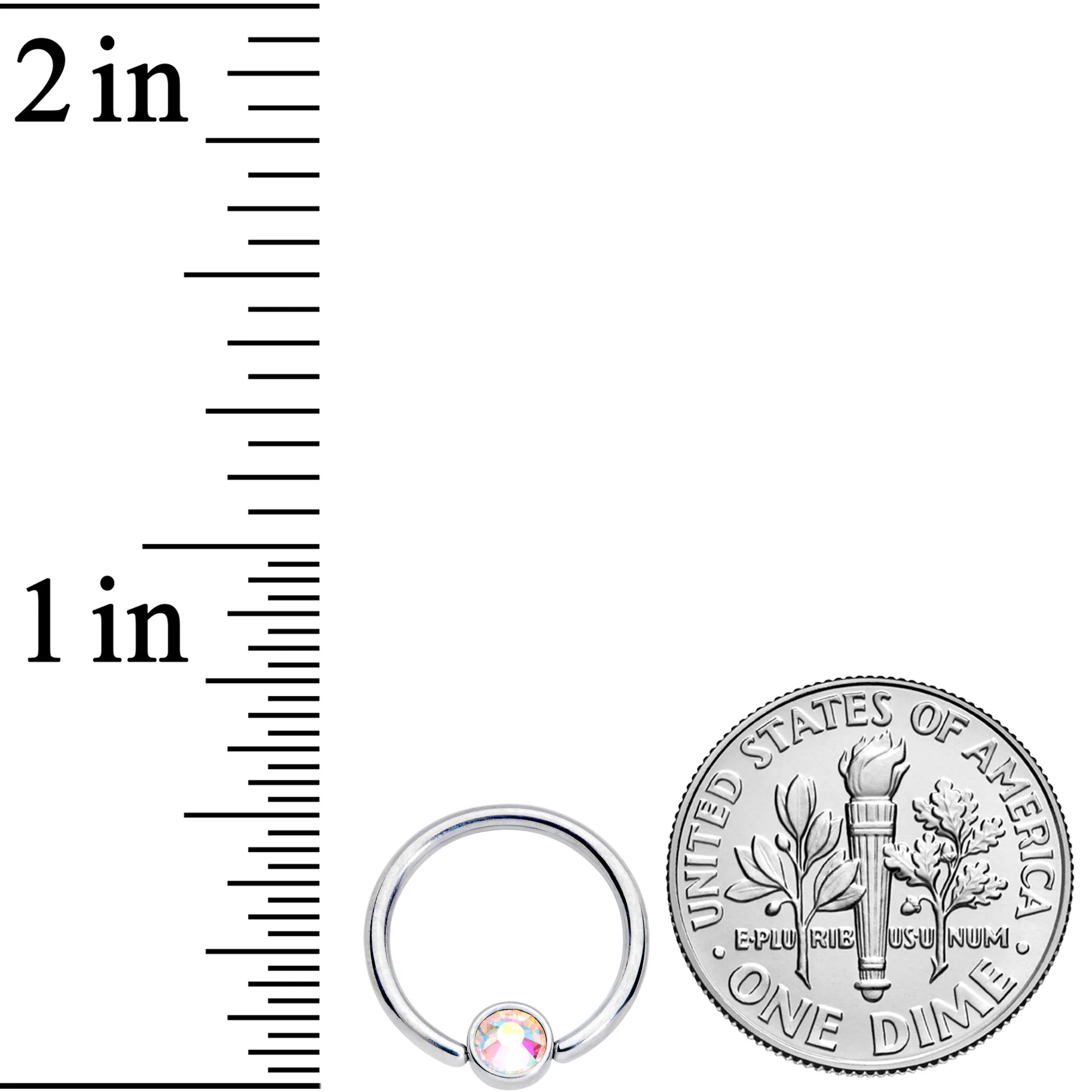 16G 3/8 Aurora Gem 4mm Disc BCR Ball Closure Ring - Image 4