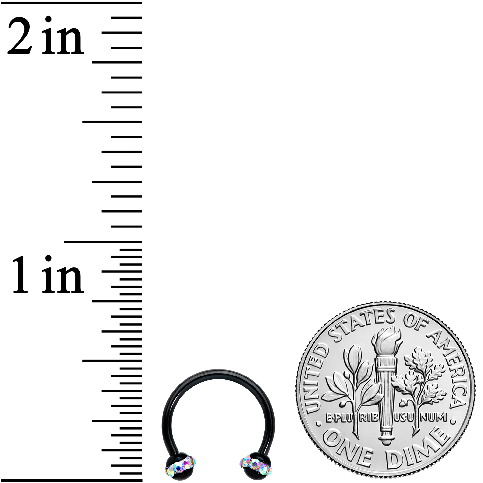 16G 3/8 Aurora Gem Black Banded Horseshoe Circular Barbell - Image 2