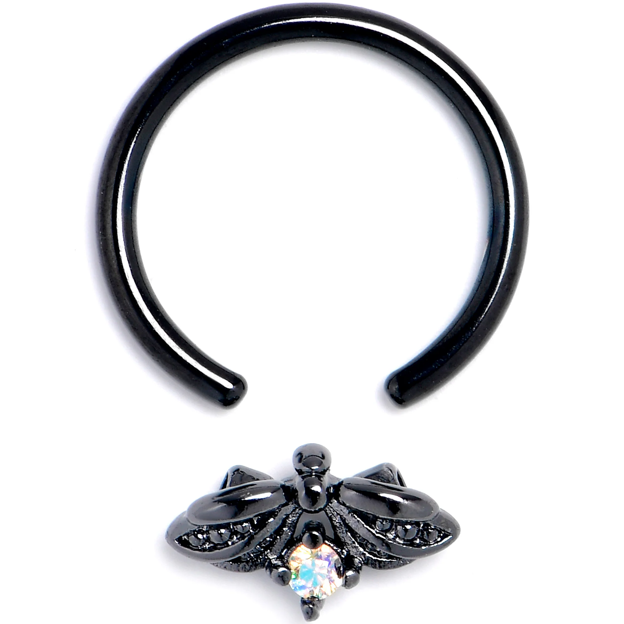 16G 3/8 Aurora Gem Black Beauty Bug BCR Captive Ring - Image 2