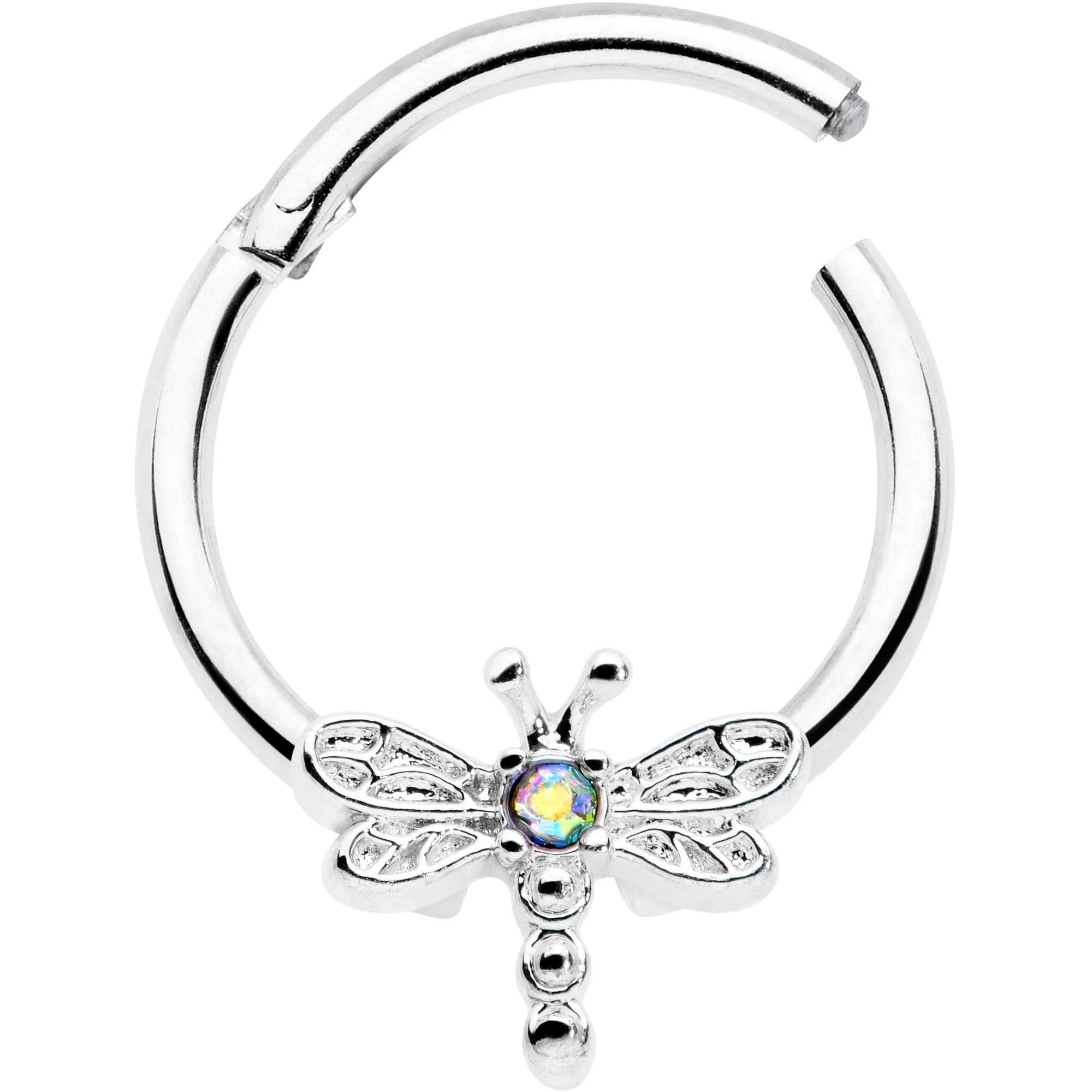 16G 3/8 Aurora Gem Dragonfly Flying Hinged Segment Ring - Image 2