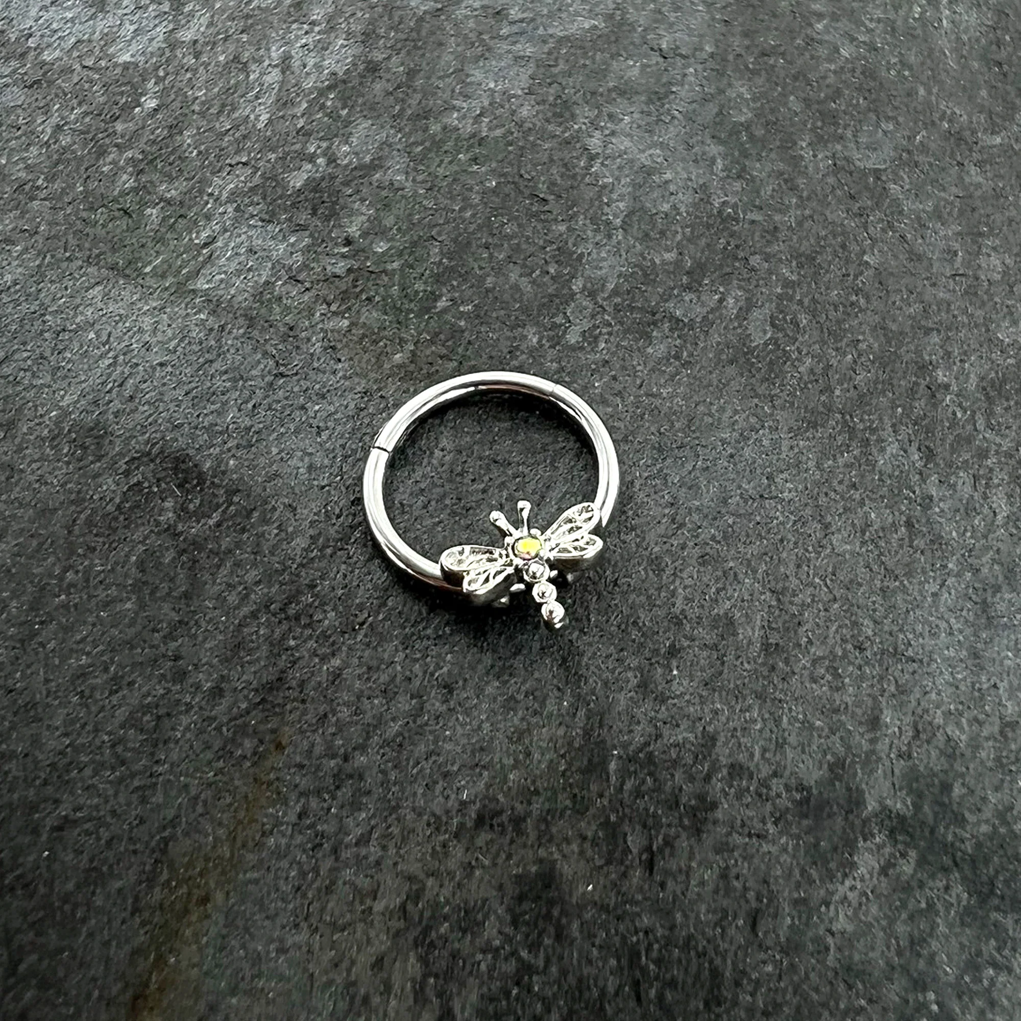 16G 3/8 Aurora Gem Dragonfly Flying Hinged Segment Ring - Image 4