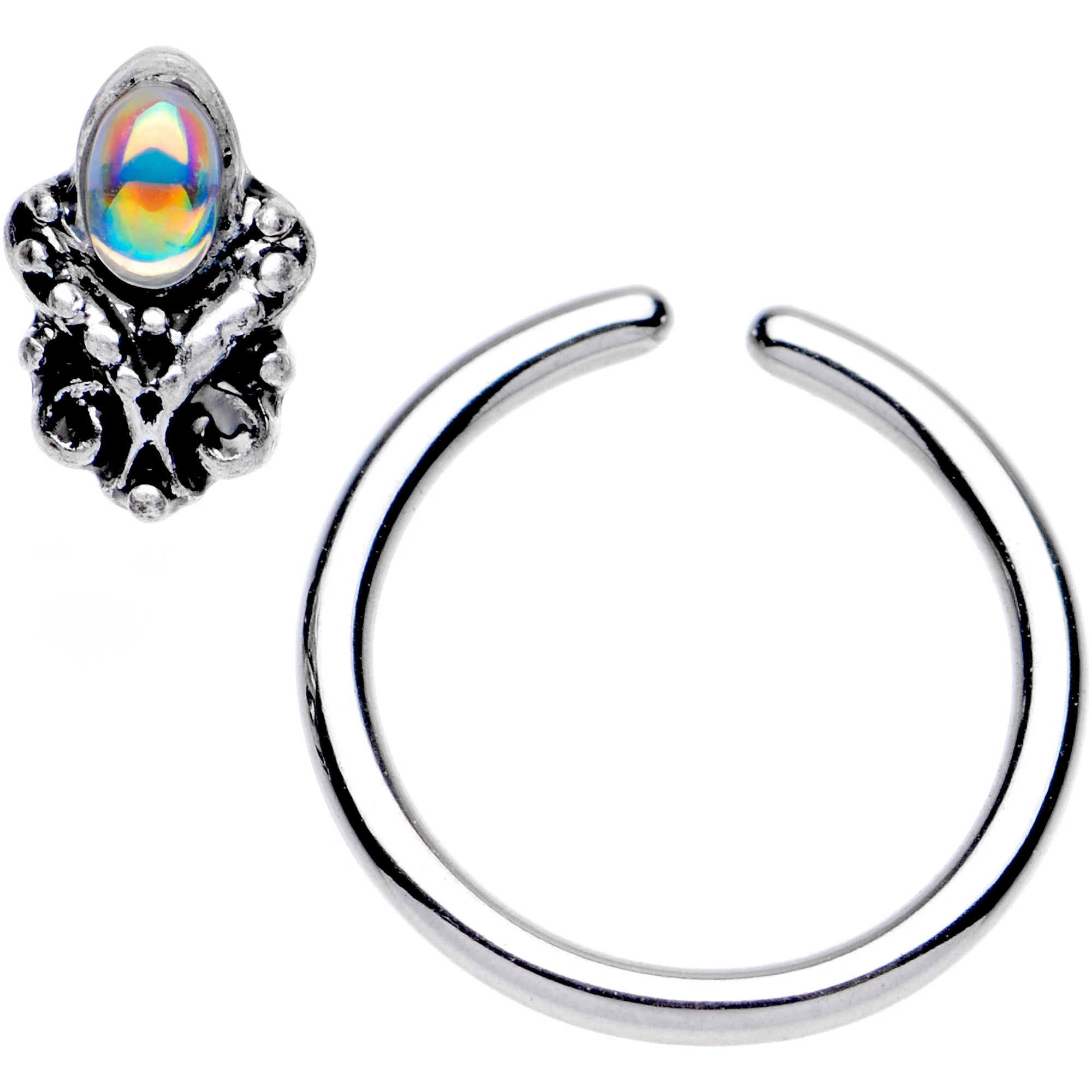16G 3/8 Aurora Gem Gothic Frame BCR Captive Ring - Image 2
