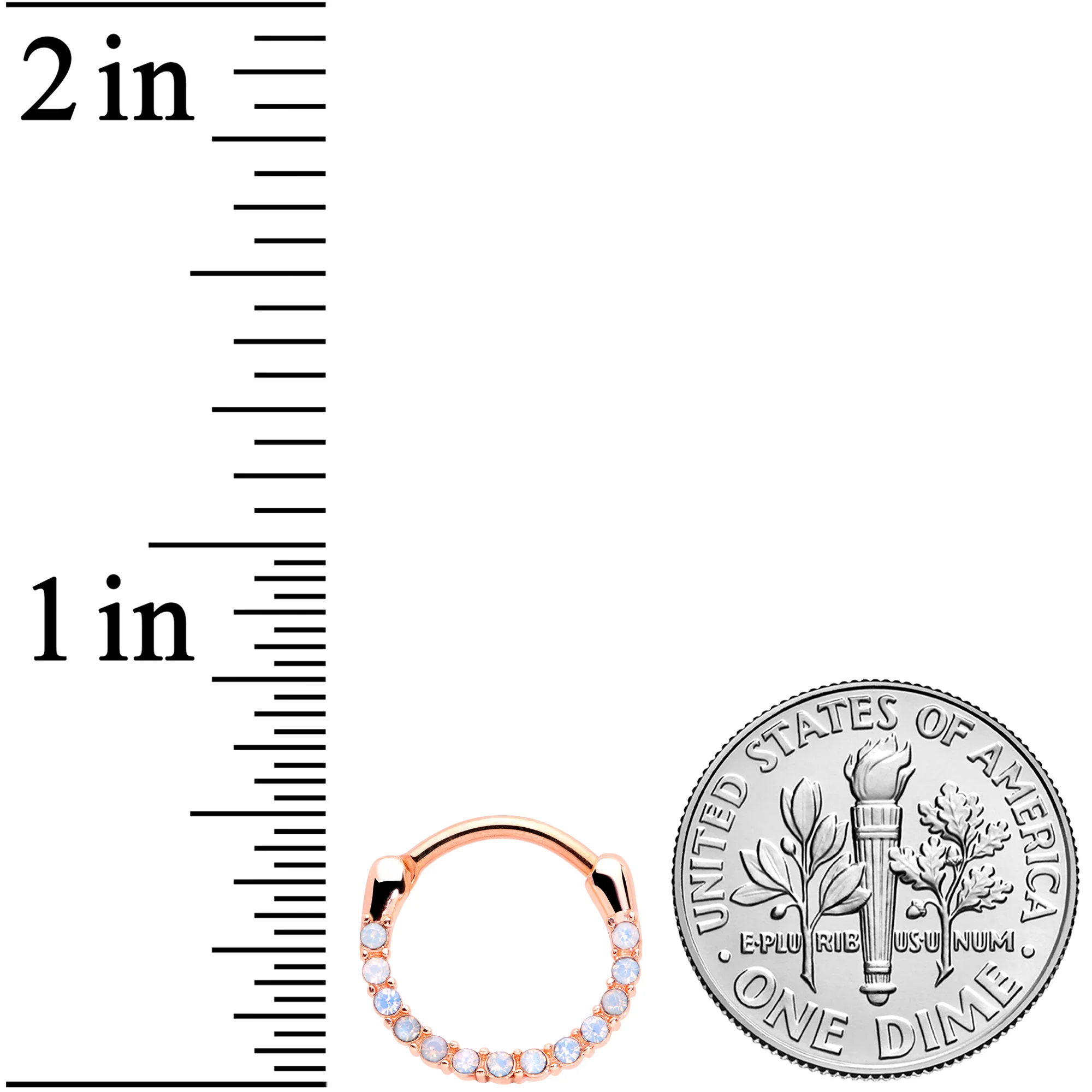 16G 3/8 Aurora Gem Rose Gold Tone Paved Cartilage Clicker - Image 3