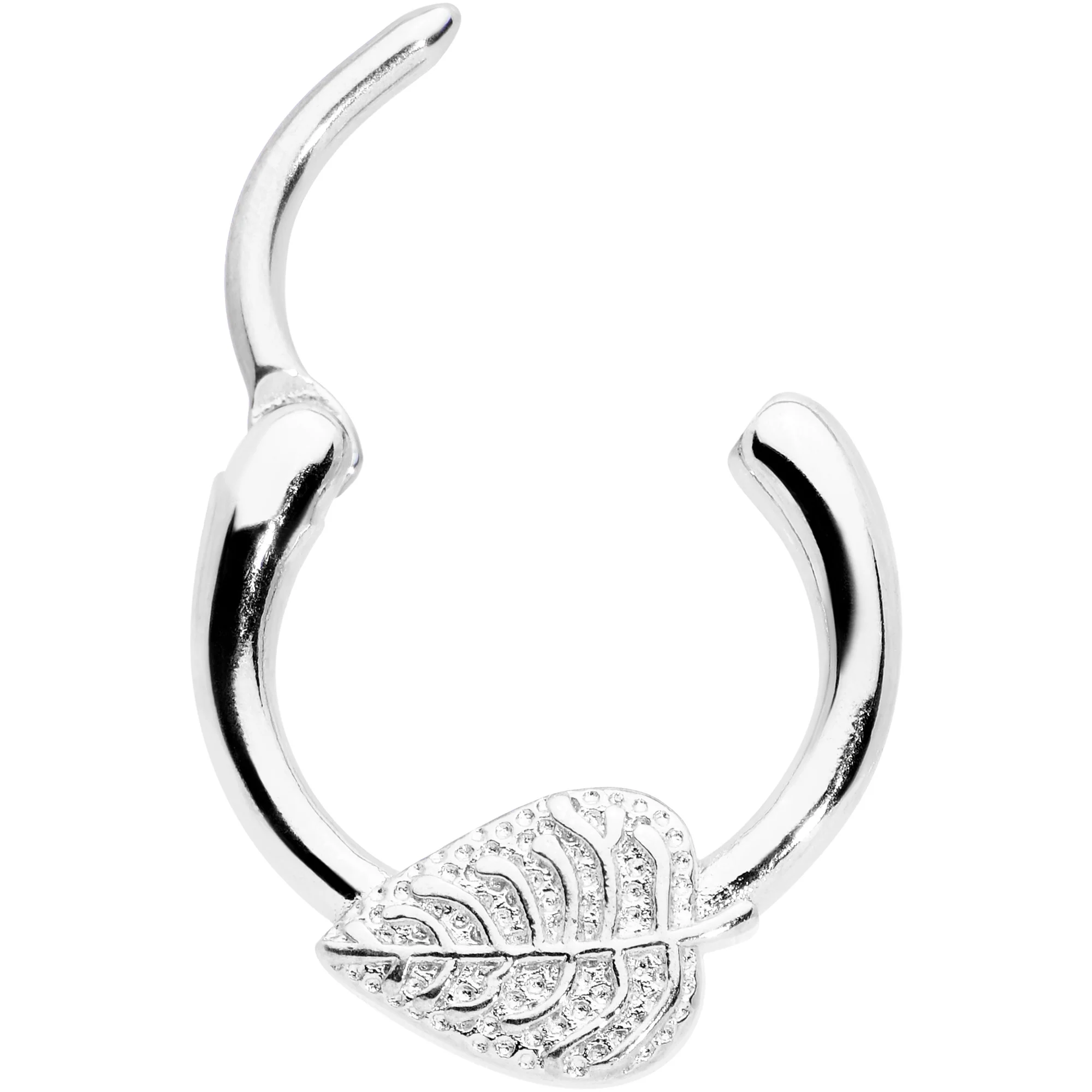 16G 3/8 Autumn Textured Leaf Cartilage Clicker Ring - Image 2