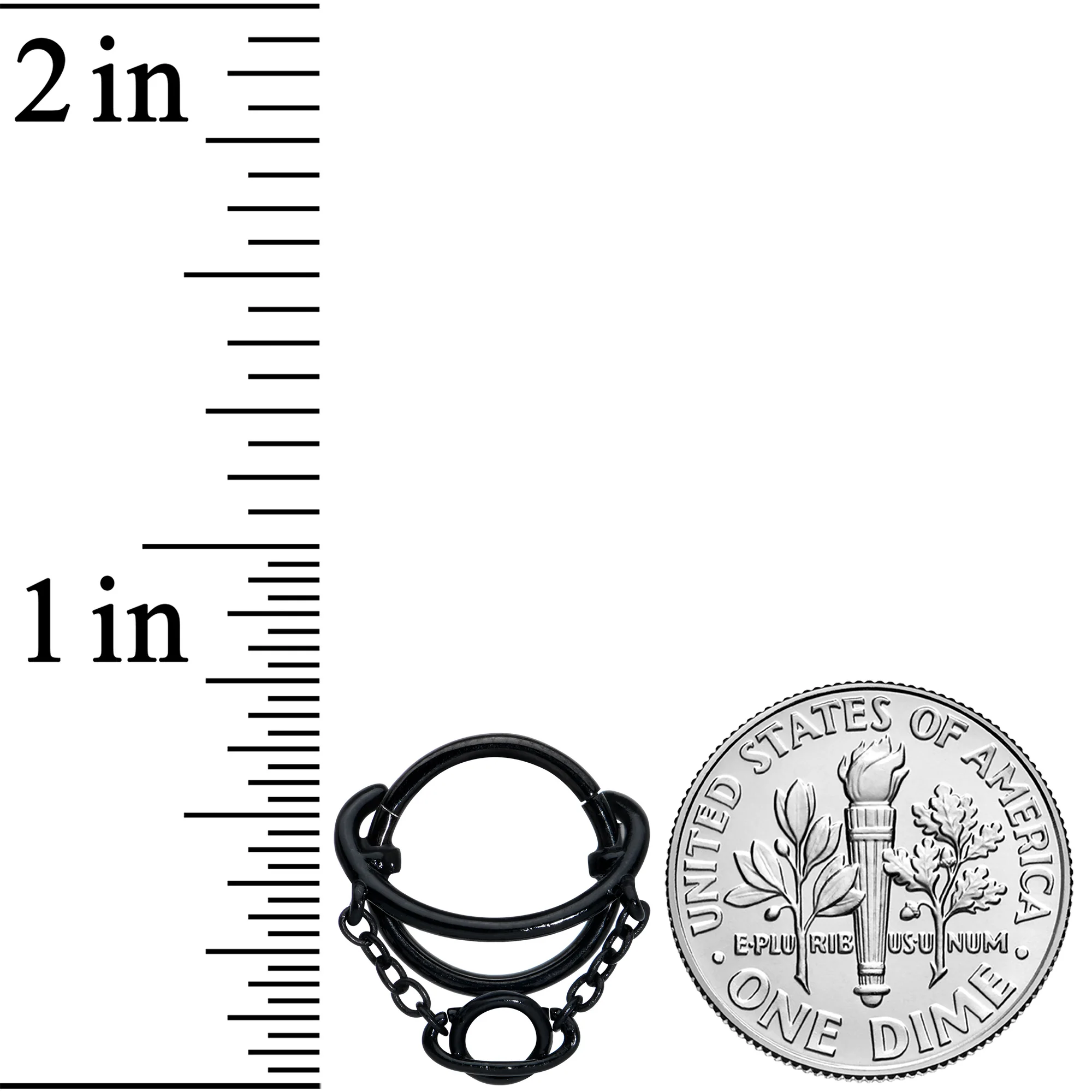 16G 3/8 Black Double Saturn Chain Dangle Hinged Segment Ring - Image 3