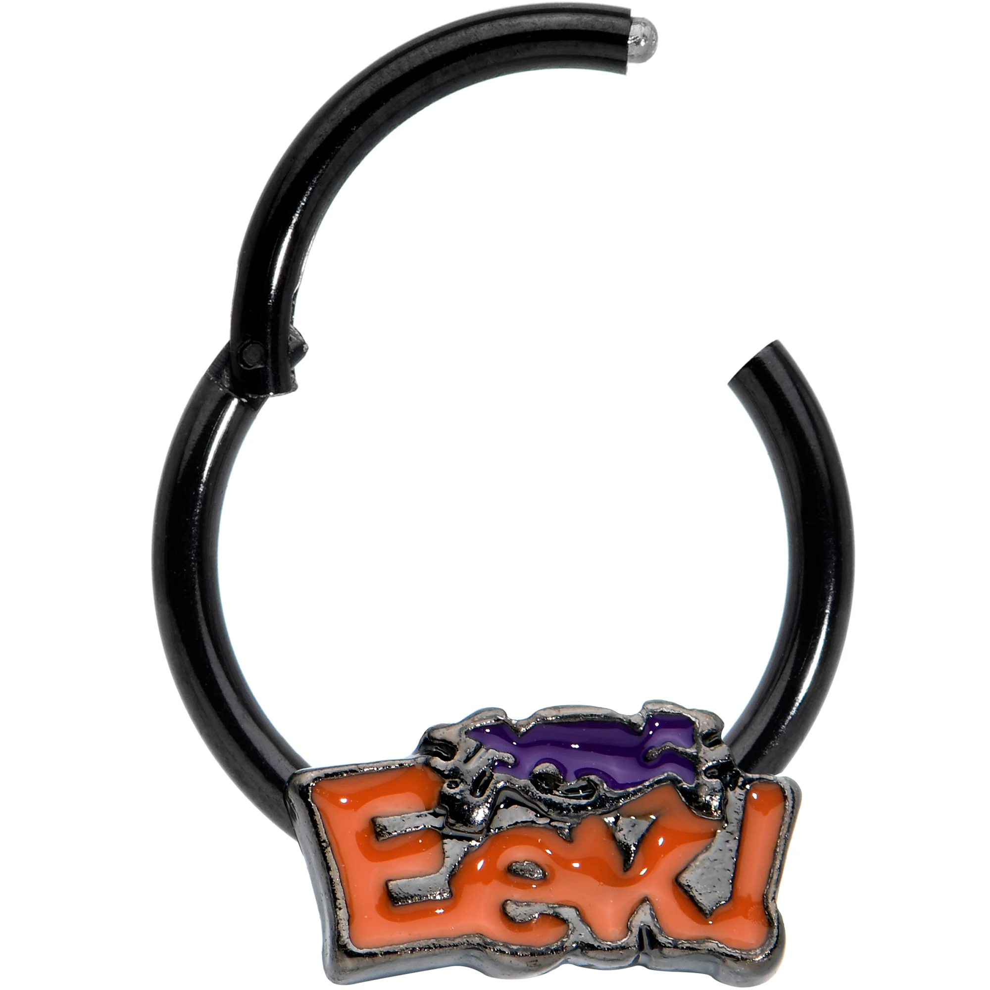 16G 3/8 Black Eek Purple Spider Halloween Hinged Segment Ring - Image 2