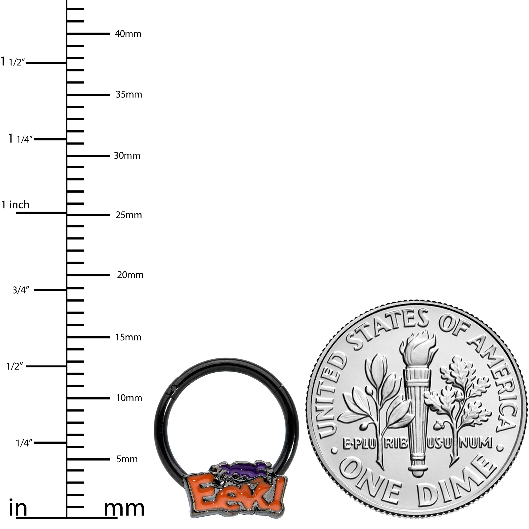 16G 3/8 Black Eek Purple Spider Halloween Hinged Segment Ring - Image 3