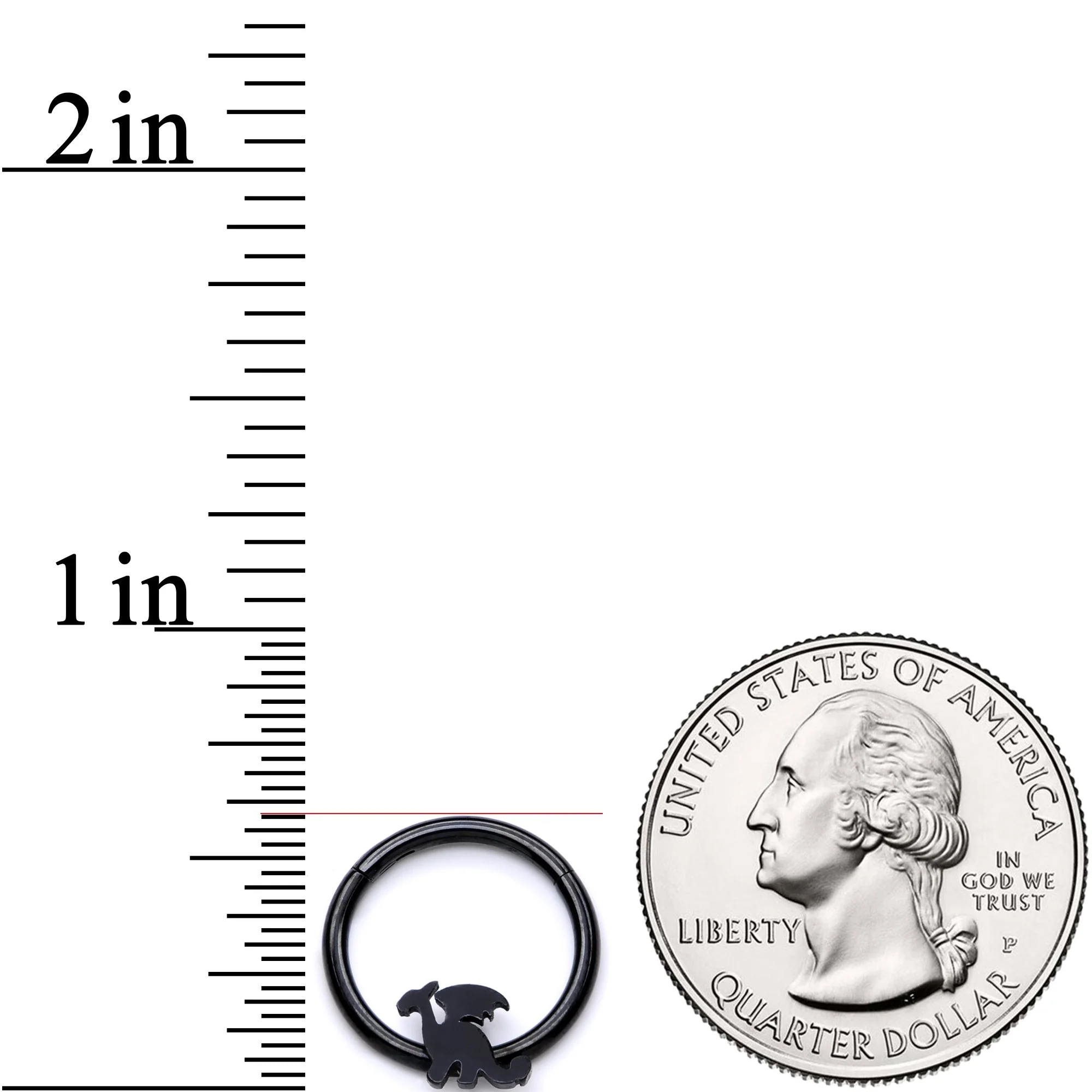16G 3/8 Black Fantasy Dragon Hinged Segment Ring - Image 4